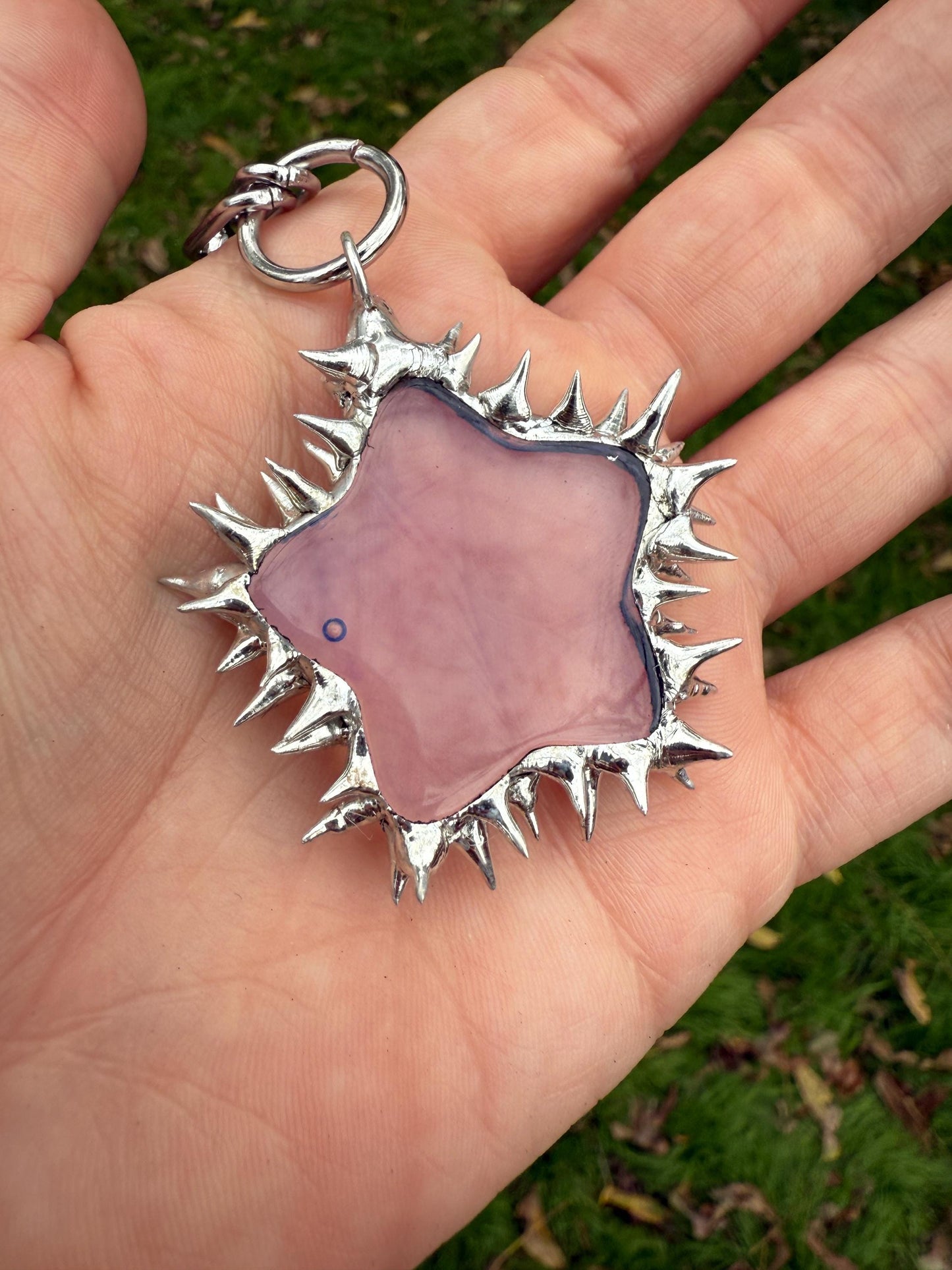 Spiked Opalite Star Choker Collar Necklace with O Ring