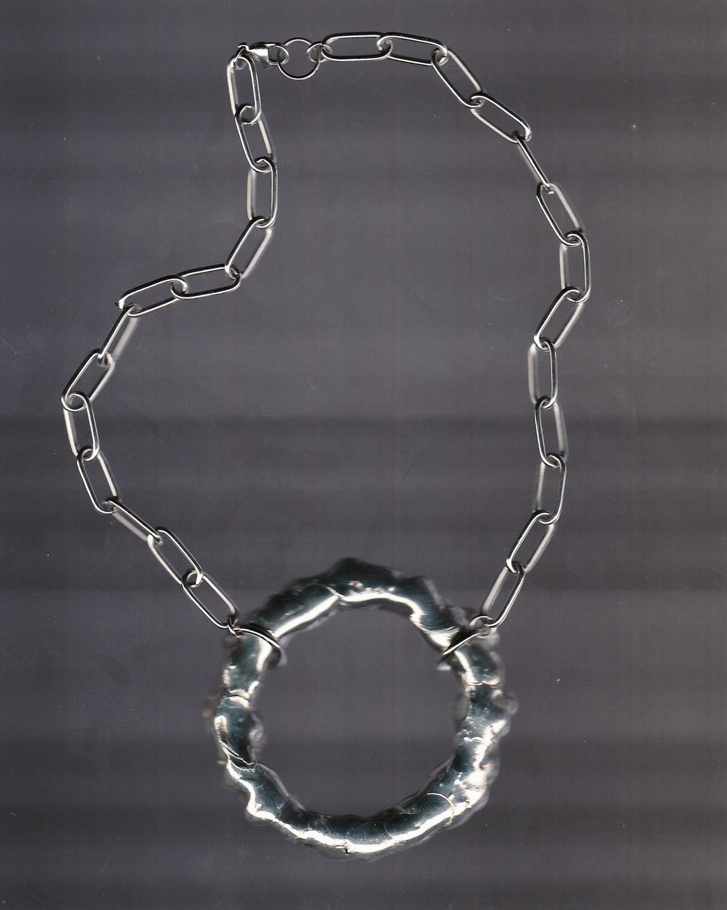O PORTAL Oversized O Ring Choker Collar - Handmade Soldered Goth Chainmail Brutalist BDSM Submissive Jewelry