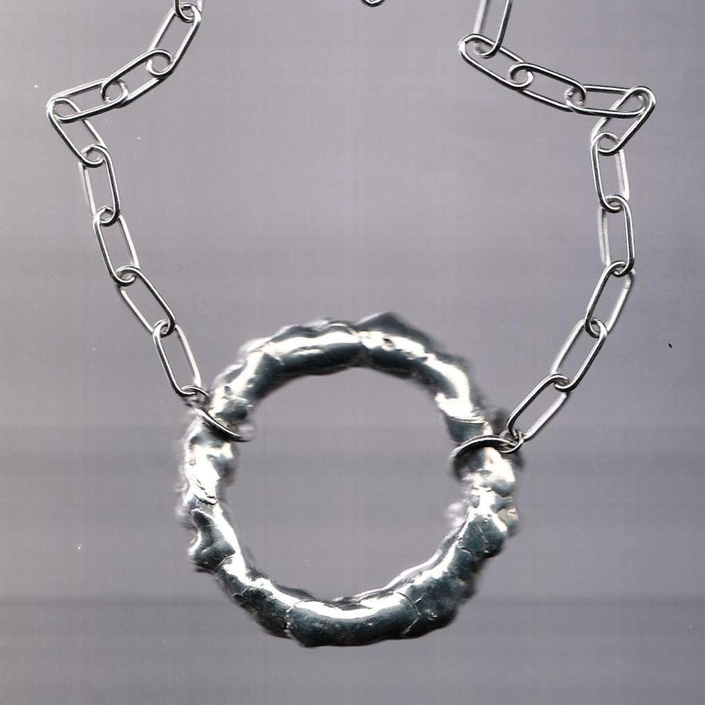 O PORTAL Oversized O Ring Choker Collar - Handmade Soldered Goth Chainmail Brutalist BDSM Submissive Jewelry