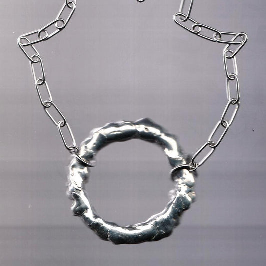 O PORTAL Oversized O Ring Choker Collar - Handmade Soldered Goth Chainmail Brutalist BDSM Submissive Jewelry