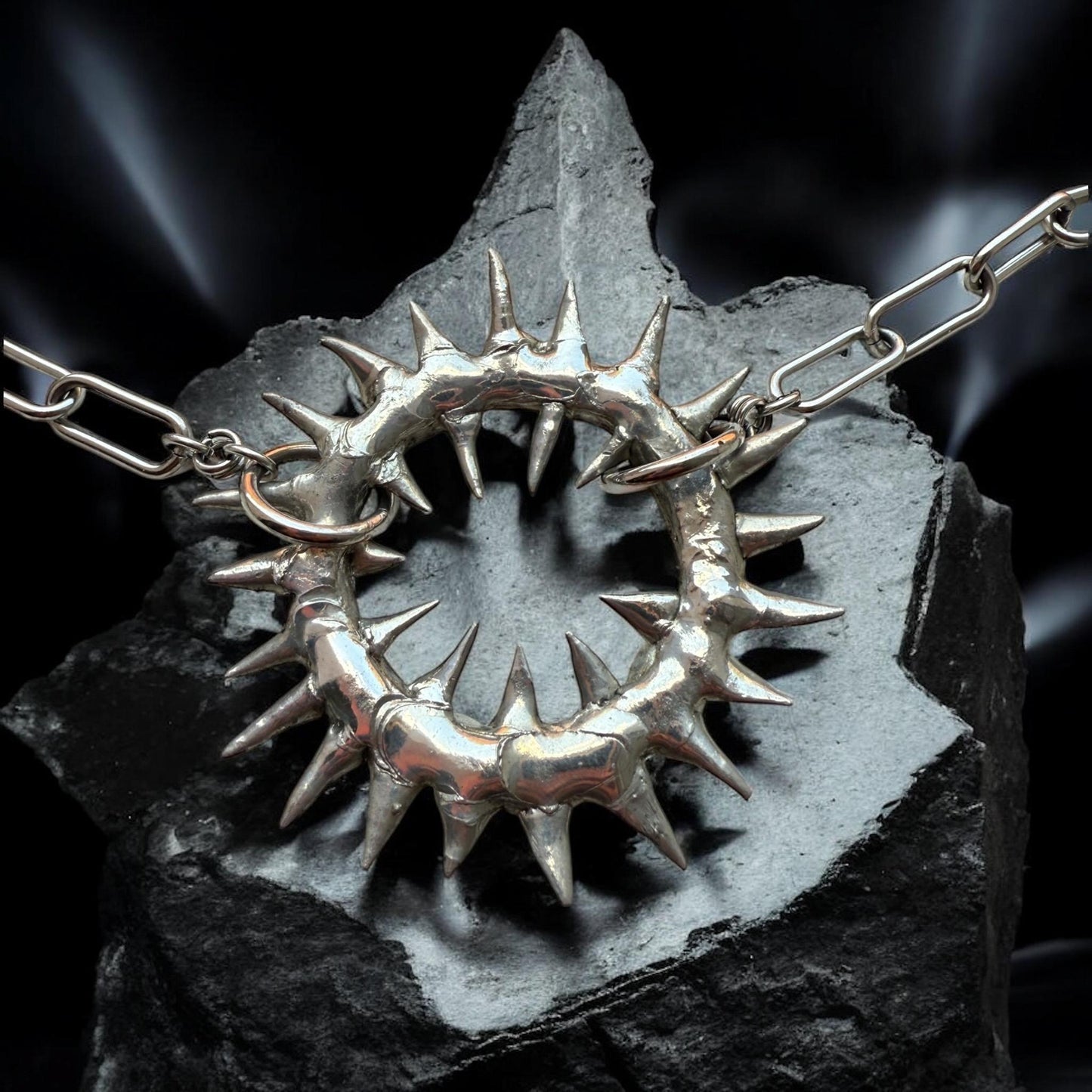 Spike Portal Choker Collar - Handmade Brutalist Statement Necklace, Fantasy Jewelry, Gothic Jewelry