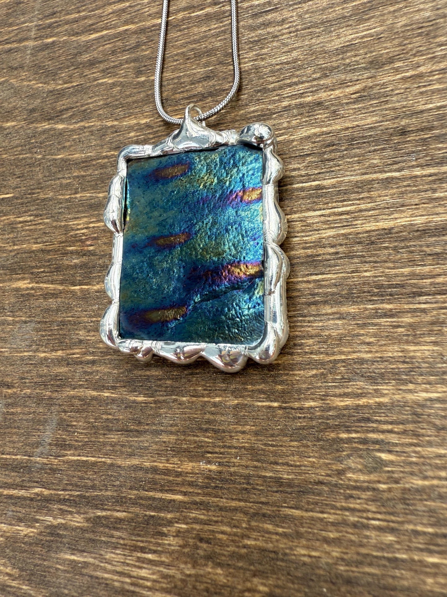 Stained Glass Pendant Necklace | Celestial Jewel Toned Portal, Soft Solder