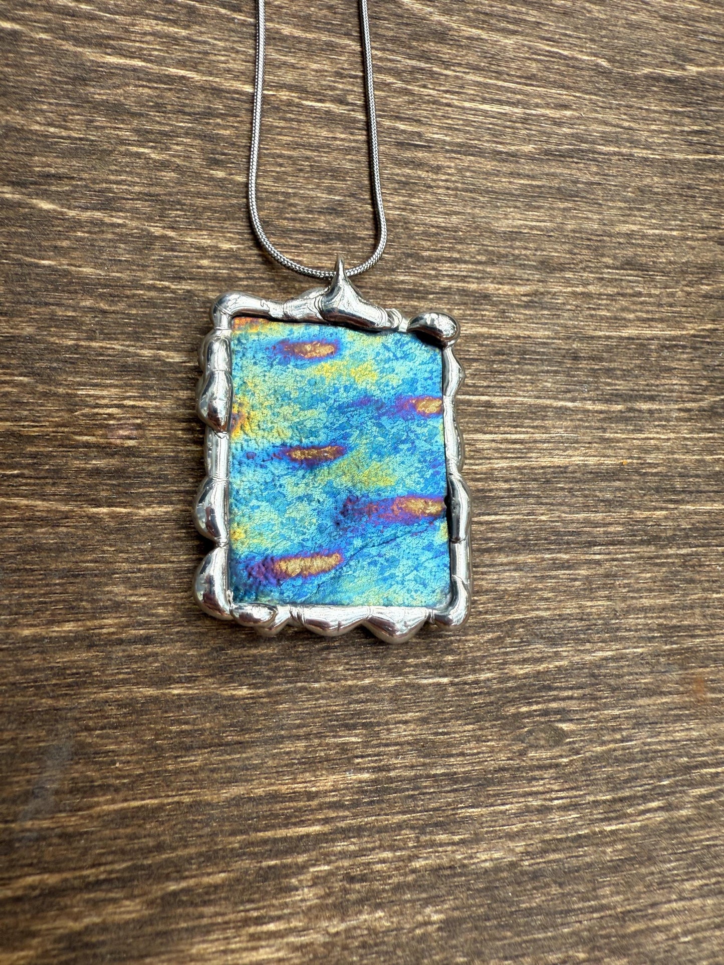 Stained Glass Pendant Necklace | Celestial Jewel Toned Portal, Soft Solder