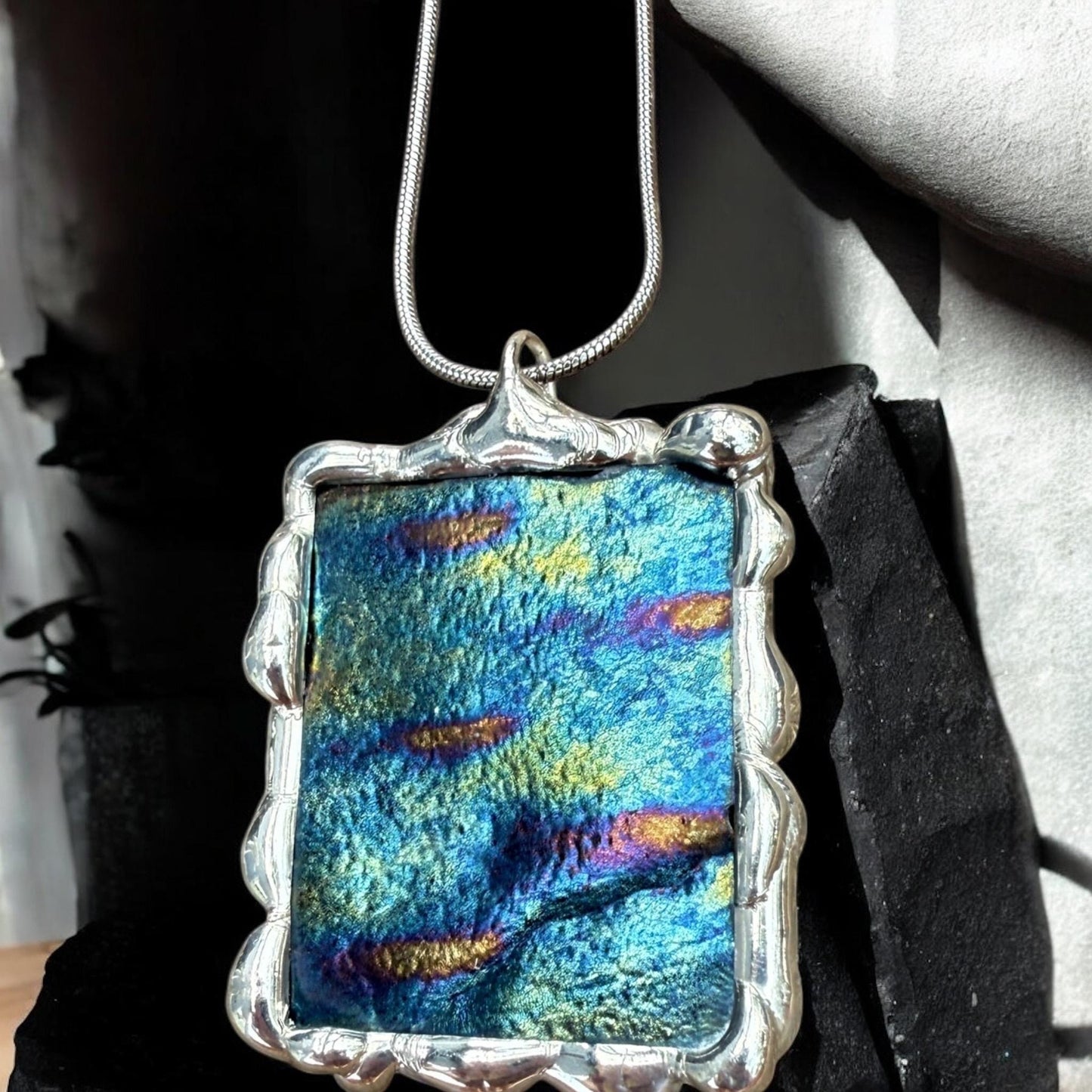 Stained Glass Pendant Necklace | Celestial Jewel Toned Portal, Soft Solder