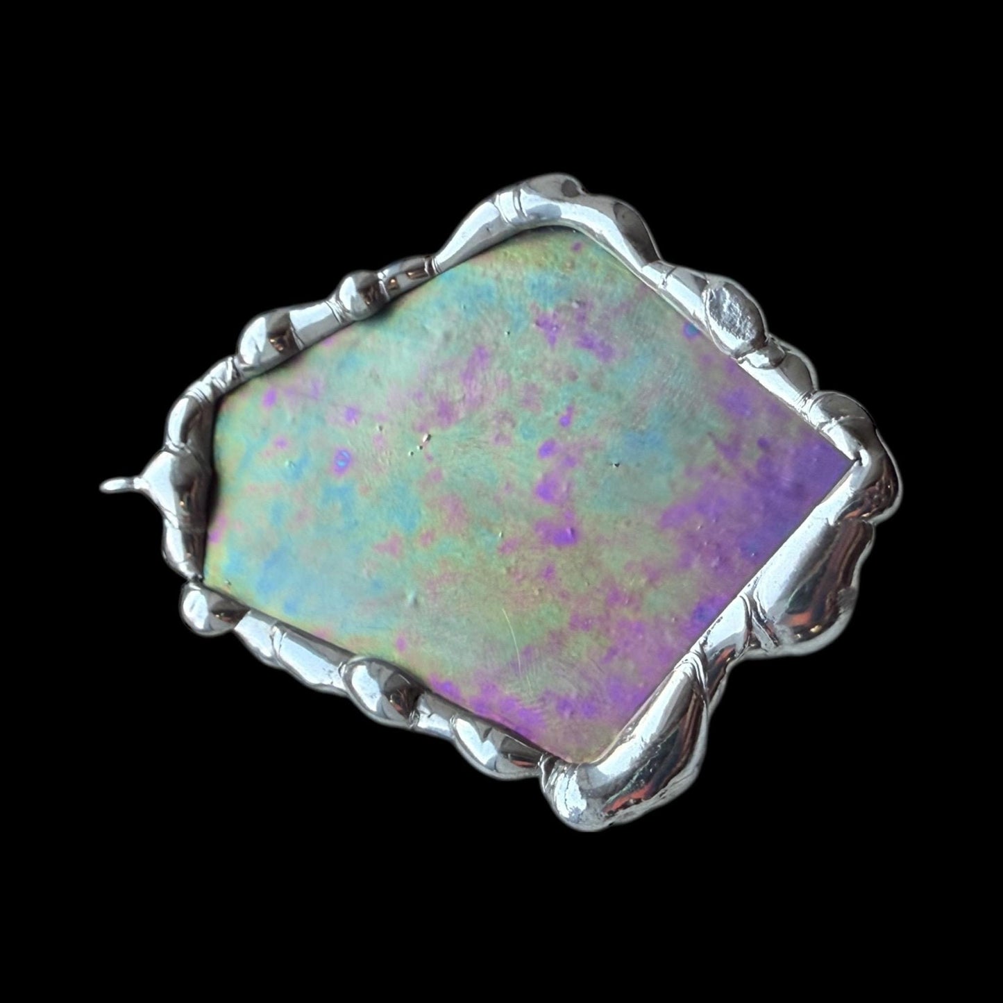 Iridescent Stained Glass Pendant | Sunset Celestial Handmade Wearable Art + Pastel Goth Fashion