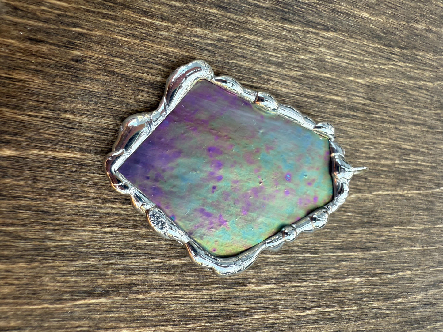 Iridescent Stained Glass Pendant | Sunset Celestial Handmade Wearable Art + Pastel Goth Fashion