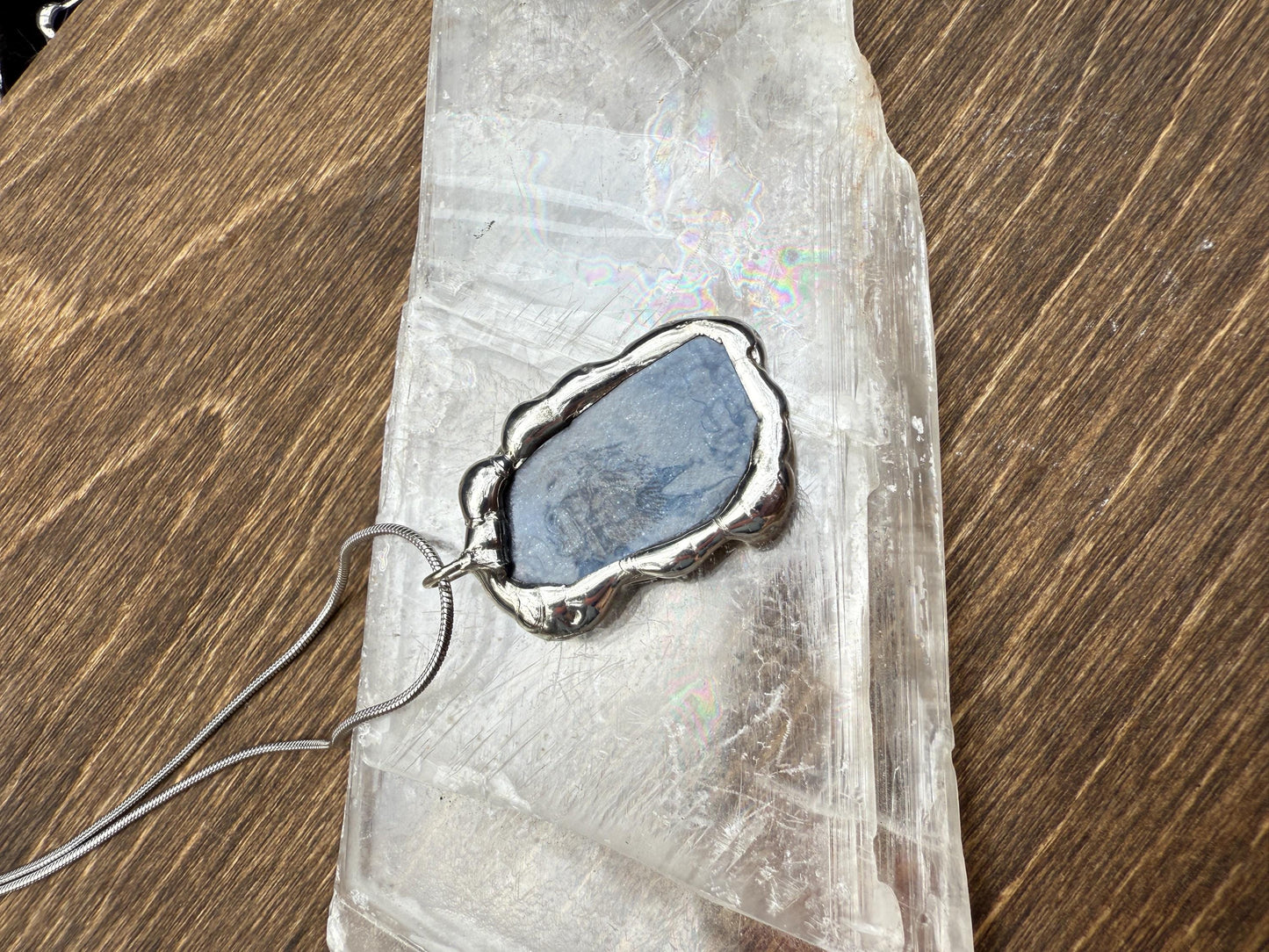 Iridescent Chrome Stained Glass Portal Pendant | Brutalist Handmade Wearable Art