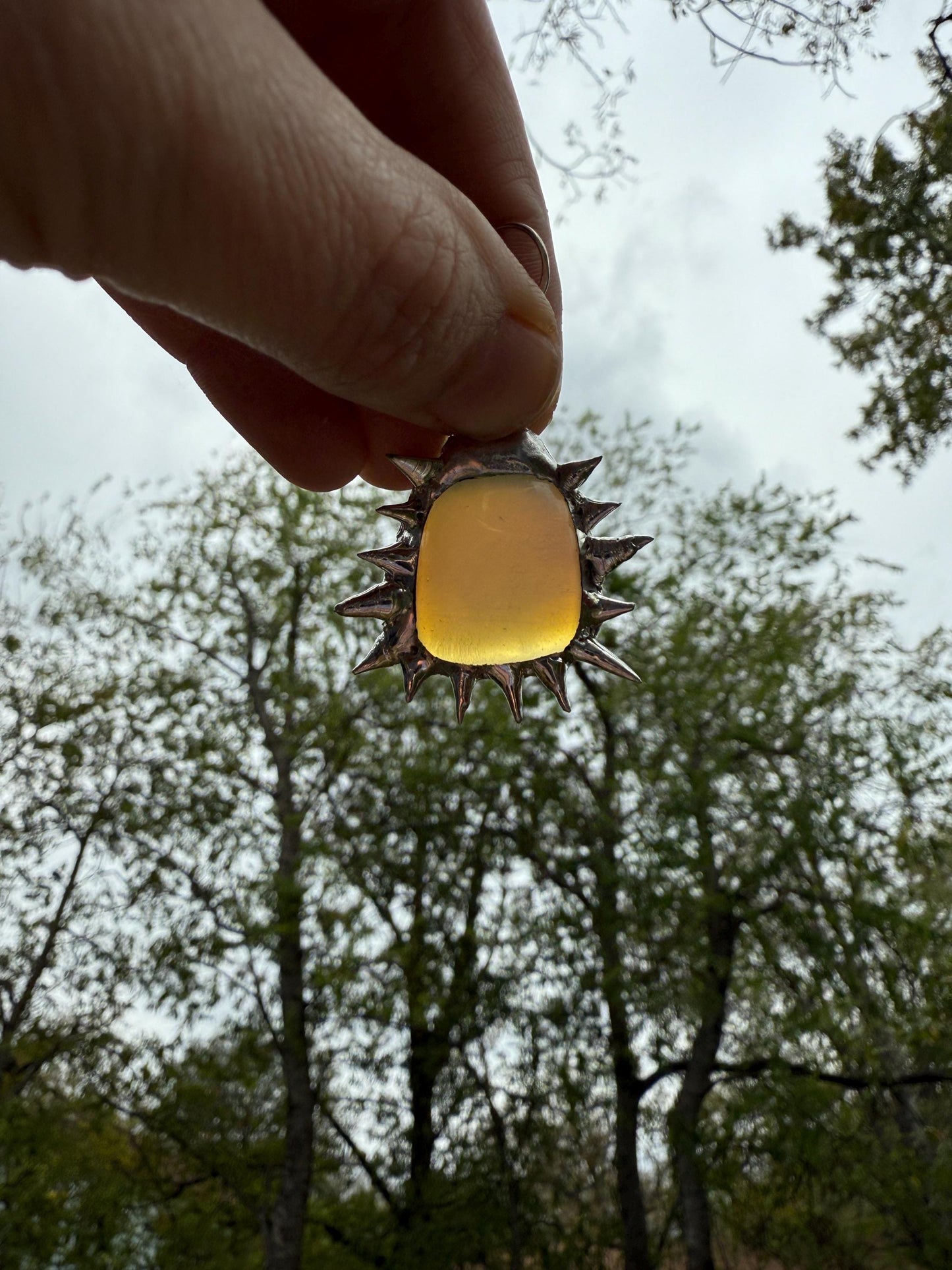 Opalite Spikey Dangle Drop Earrings | Goth Gemstone Soft Soldered Wearable Sculptures