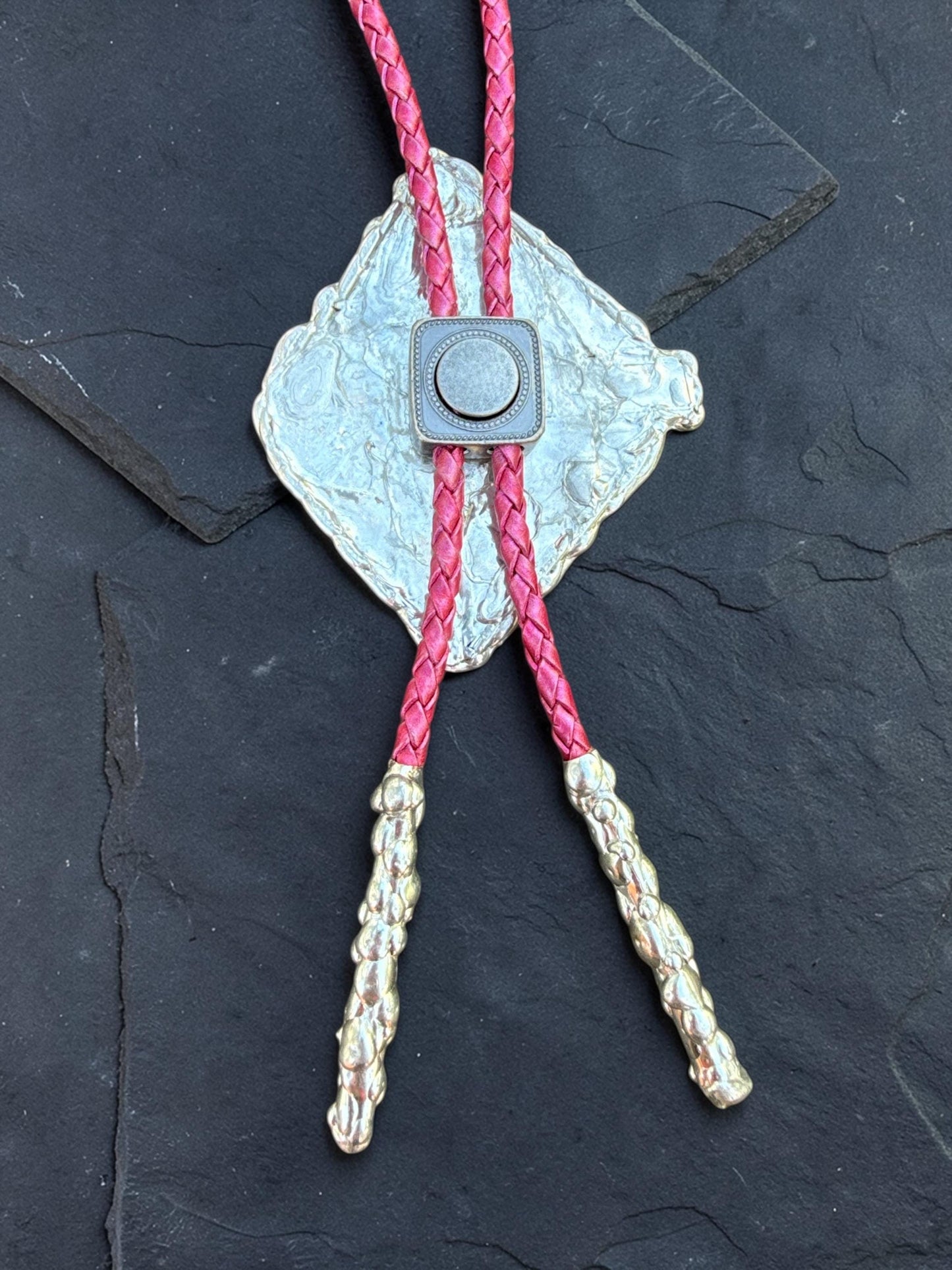 Brutalist Stained Glass Bolo Tie – Handmade Western Necklace | Whimsical Jewelry for Festival Fashion and Celestial Cowboy Vibes