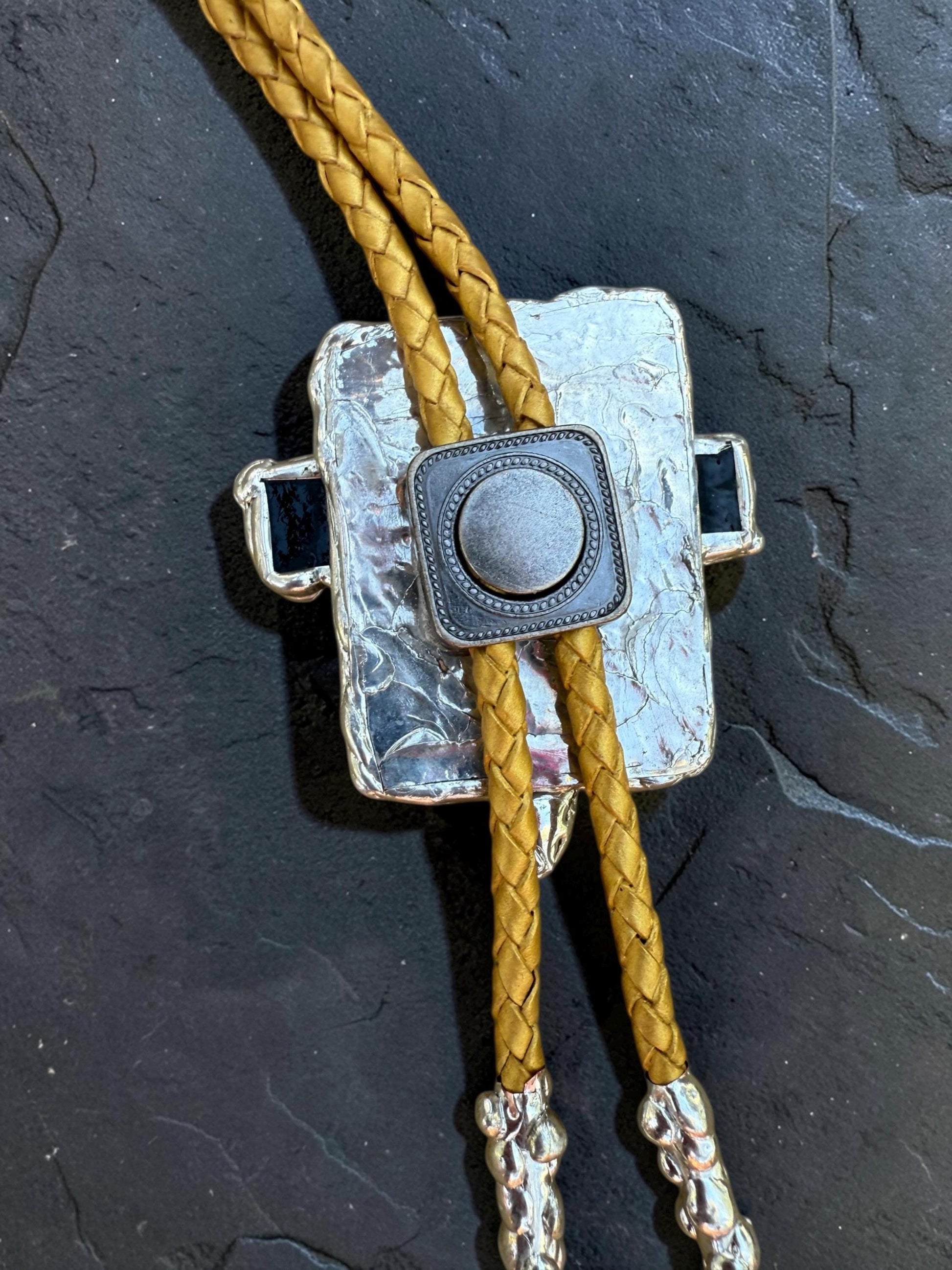 Cyberpunk Stained Glass Bolo Tie – Handmade Western Necklace | Whimsical Jewelry for Festival Fashion and Celestial Cowboy Vibes