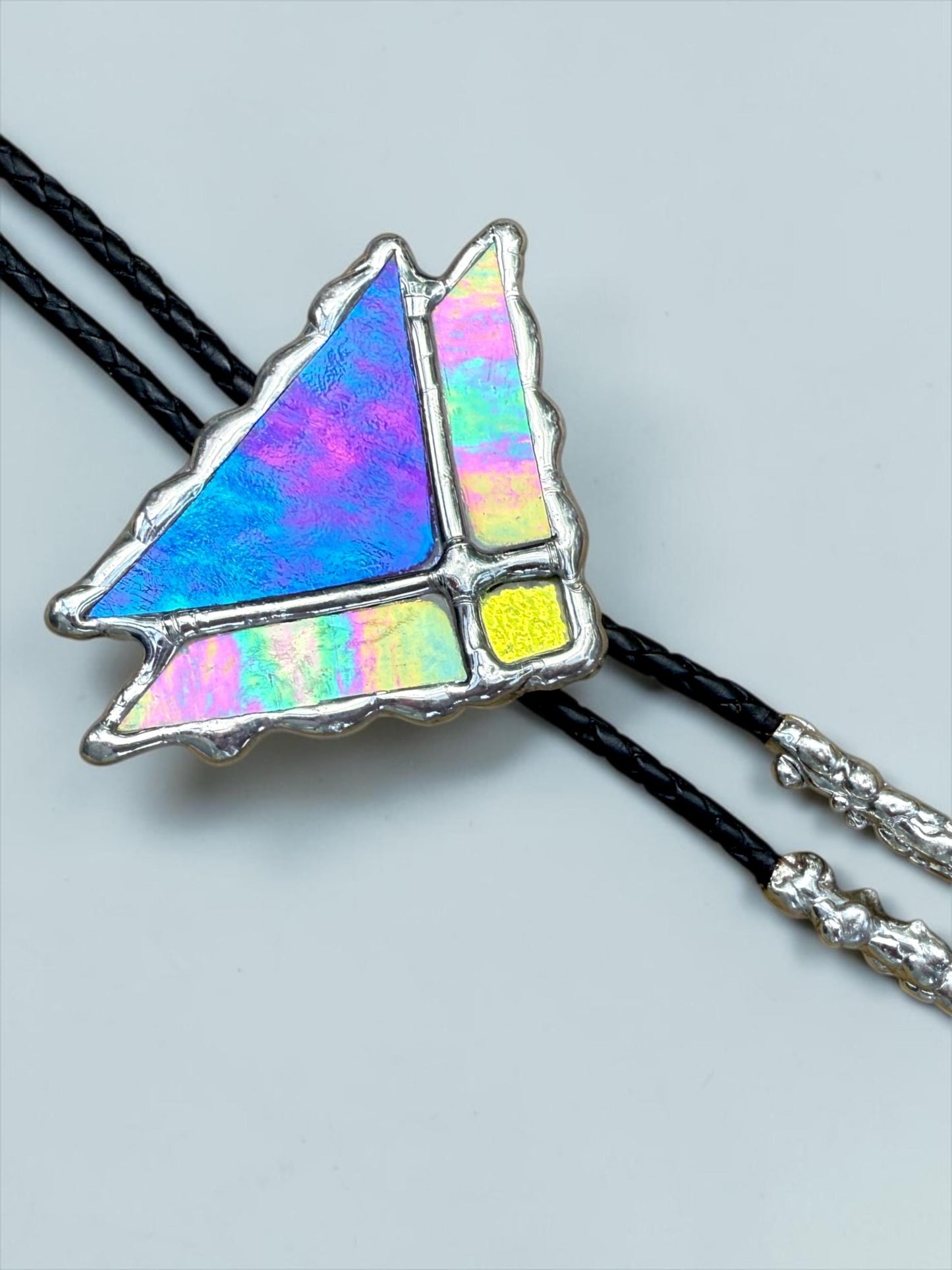 Art Deco Stained Glass Bolo Tie – Handmade Western Necklace | Whimsical Jewelry for Festival Fashion and Celestial Cowboy Vibes