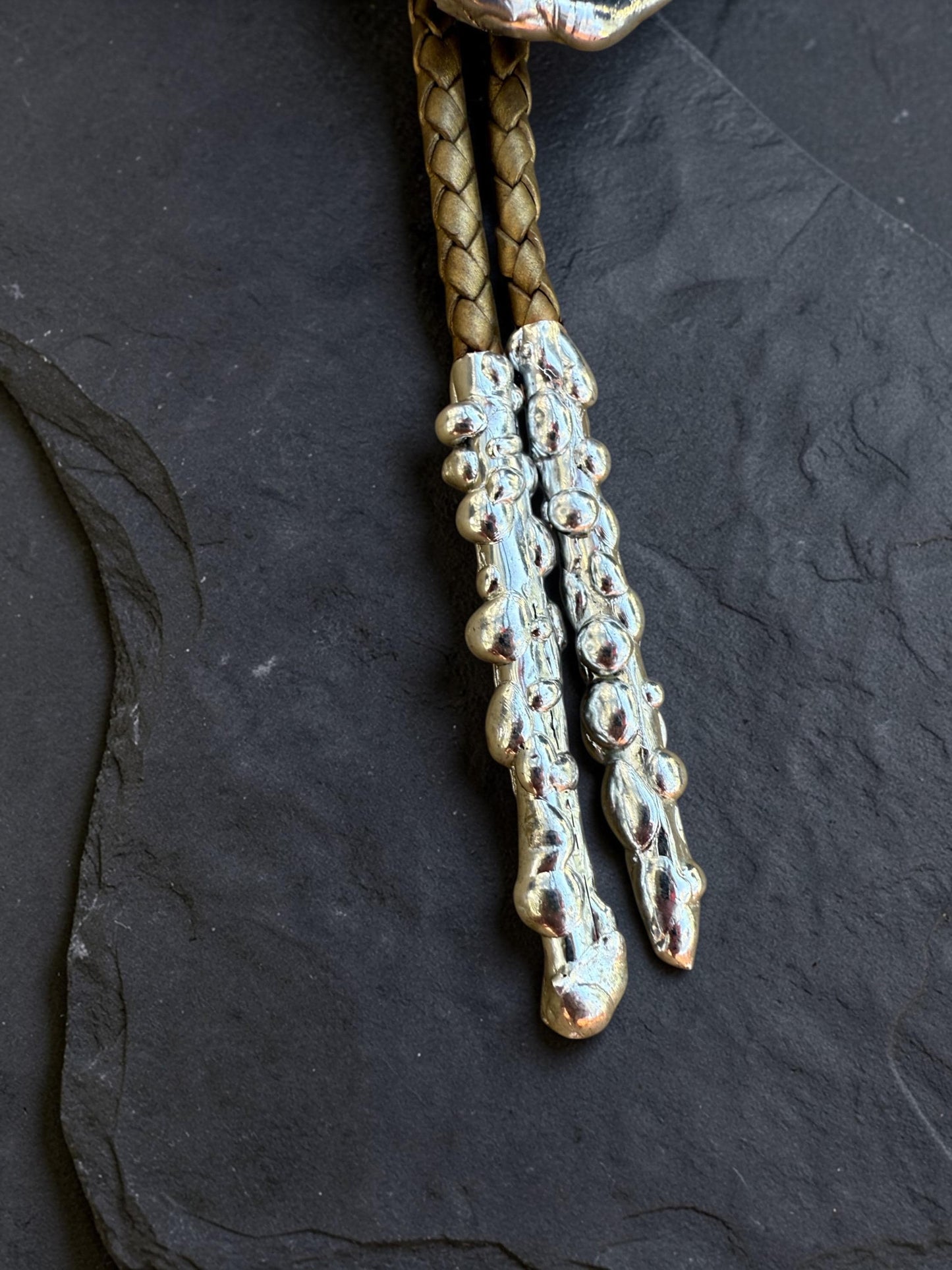 Moon Phase Whimsigoth Bolo Tie – Stained Glass Handmade Western Necklace | Whimsical Jewelry for Festival Fashion and Celestial Cowboy Vibes