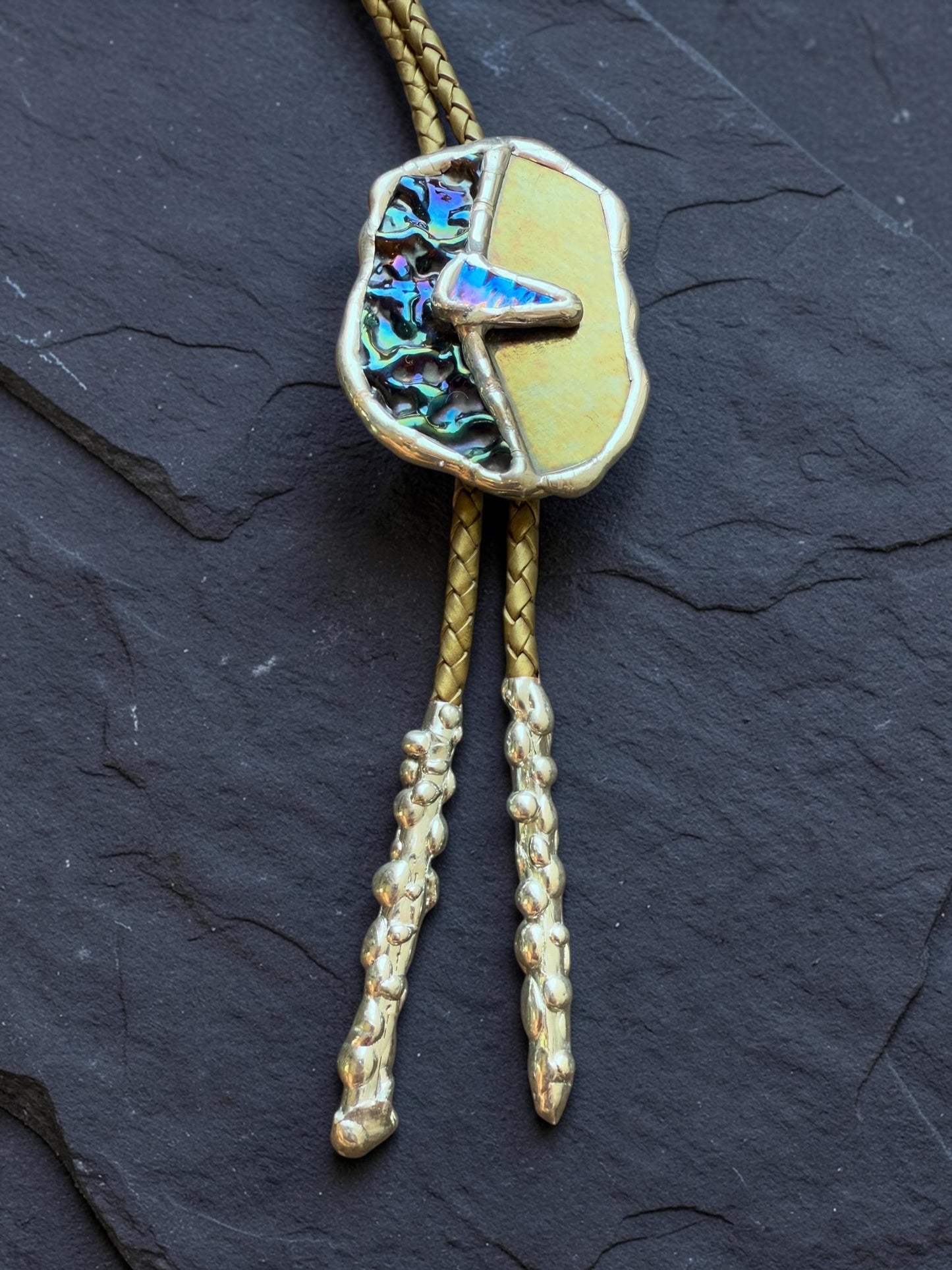 Moon Phase Whimsigoth Bolo Tie – Stained Glass Handmade Western Necklace | Whimsical Jewelry for Festival Fashion and Celestial Cowboy Vibes