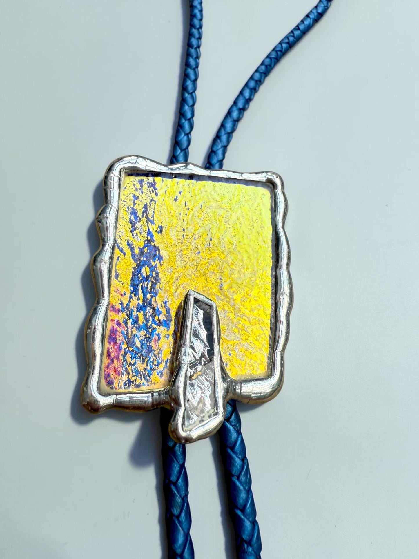 Stained Glass Bolo Tie – Handmade Western Statement Necklace | Whimsical Jewelry for Festival Fashion and Celestial Cowboy Vibes, Unisex