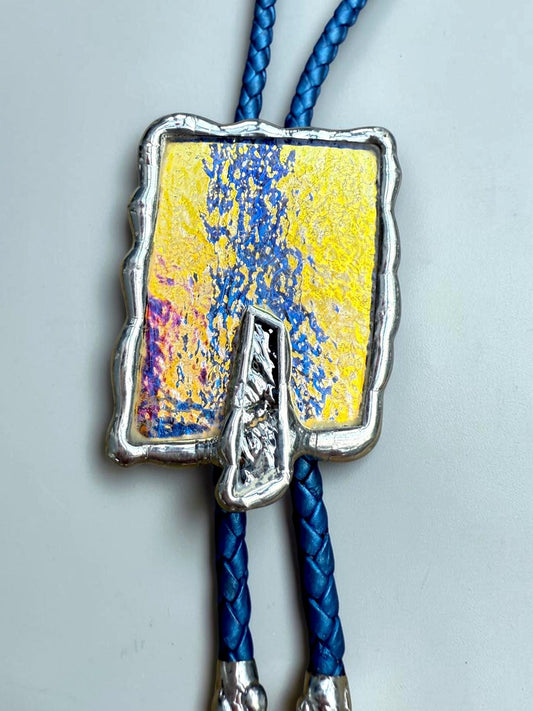 Stained Glass Bolo Tie – Handmade Western Statement Necklace | Whimsical Jewelry for Festival Fashion and Celestial Cowboy Vibes, Unisex