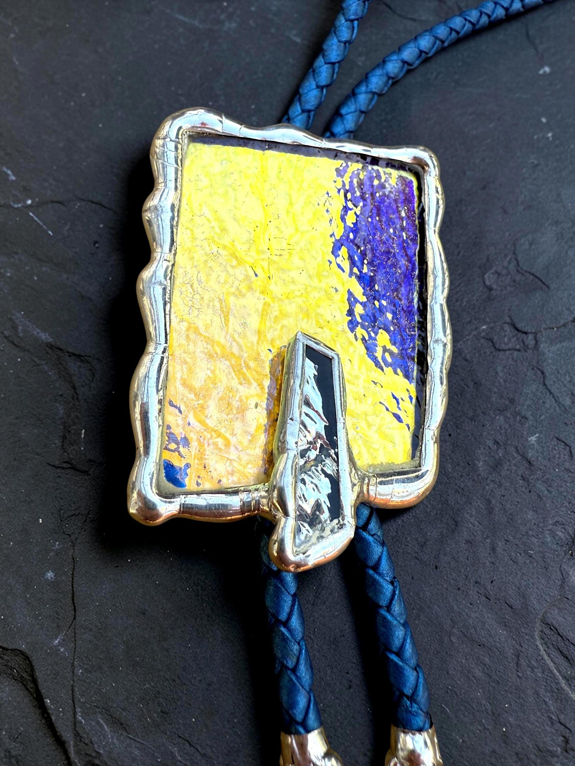 Stained Glass Bolo Tie – Handmade Western Statement Necklace | Whimsical Jewelry for Festival Fashion and Celestial Cowboy Vibes, Unisex