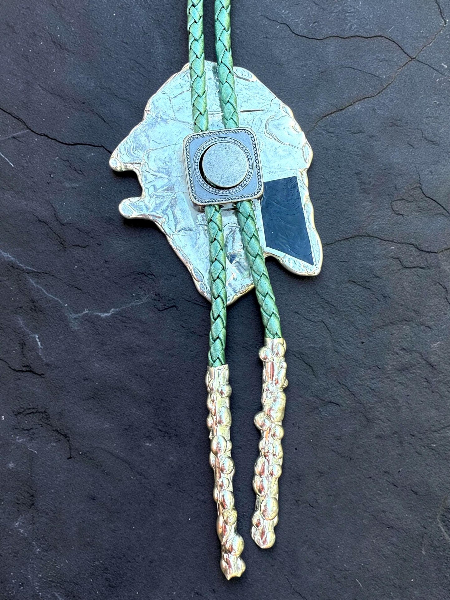 Whimsigoth Stained Glass Bolo Tie – Iridescent Handmade Western Necklace | Whimsical Jewelry for Festival Fashion and Celestial Cowboy Vibes