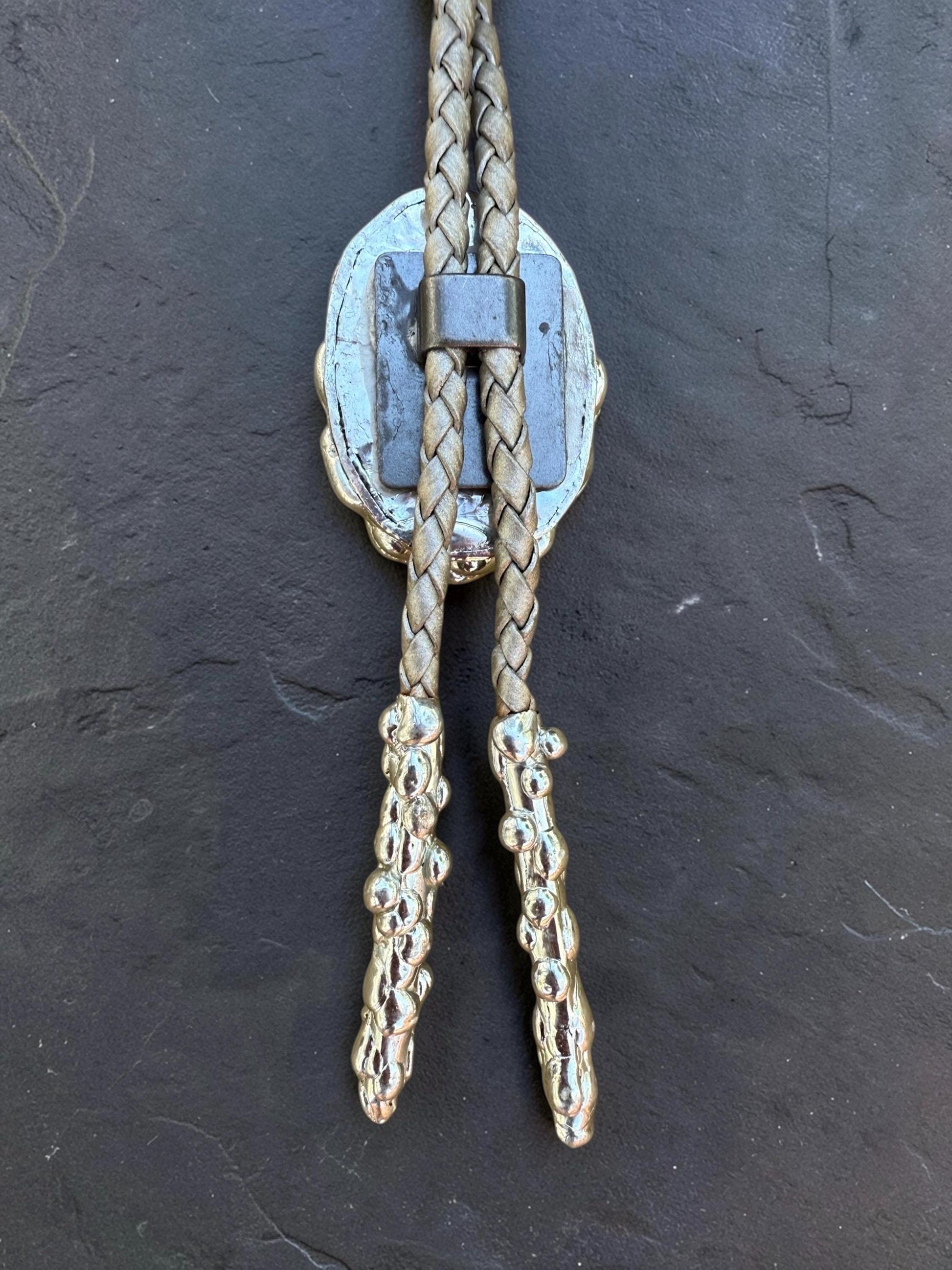 Whimsigoth Blue Stained Glass Bolo Tie – Handmade Western Statement Necklace | Whimsical Jewelry for Festival Fashion, Celestial Fairy Vibes