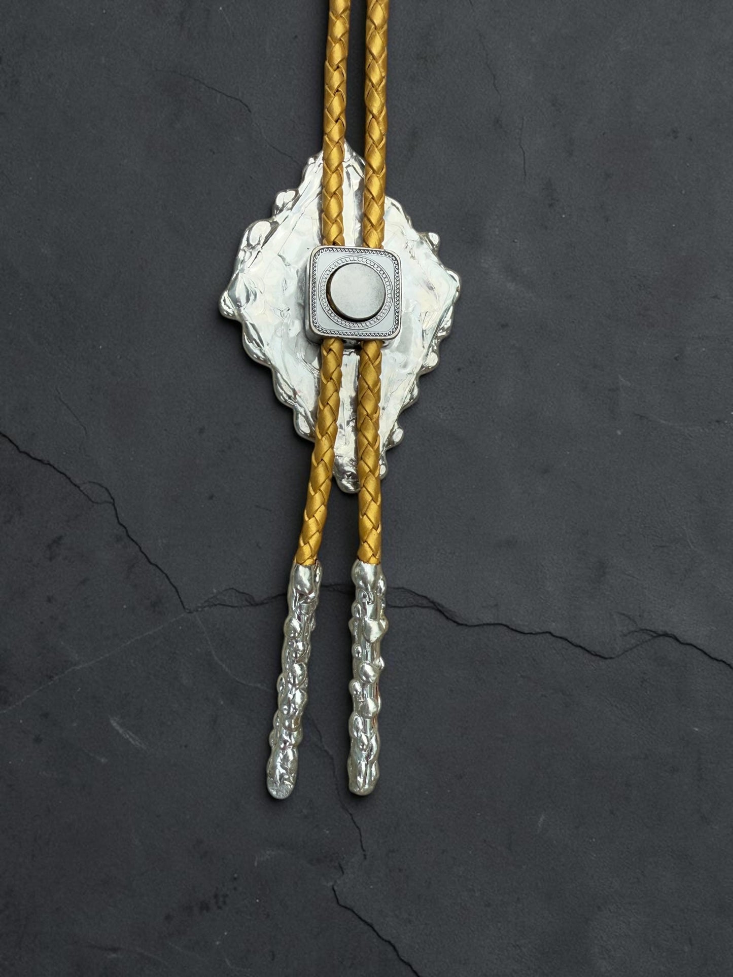 Whimsigoth Stained Glass Bolo Tie – Holographic Handmade Western Statement Necklace – Whimsical Jewelry for Celestial Festival Fashion