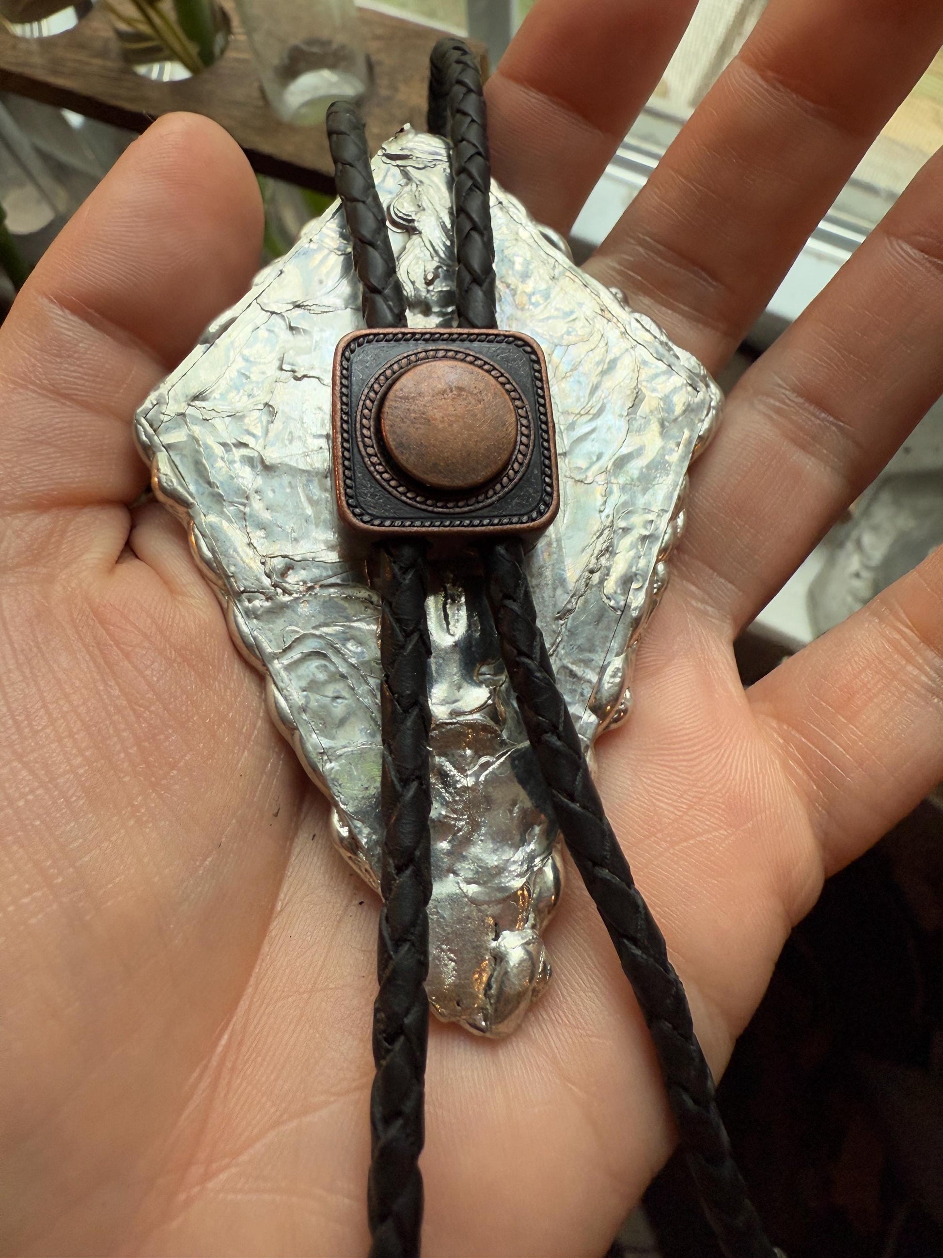 Whimsigoth Stained Glass Bolo Tie – Holographic Handmade Western Statement Necklace – Whimsical Jewelry for Celestial Festival Fashion