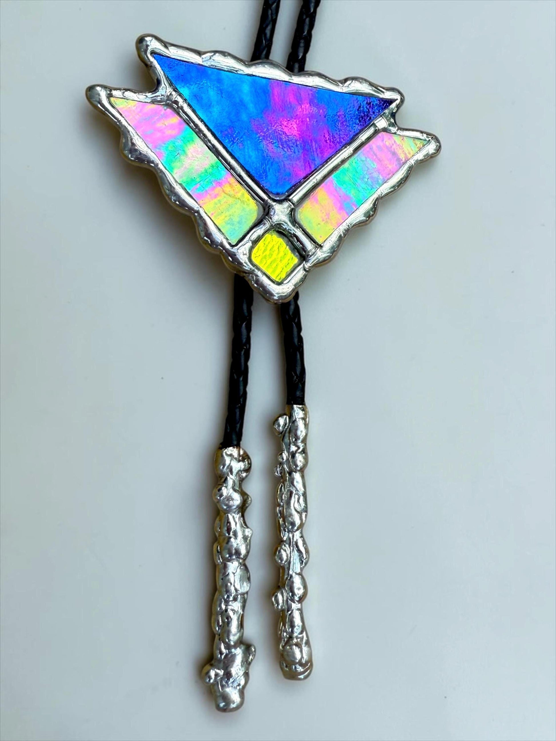 Art Deco Stained Glass Bolo Tie – Handmade Western Necklace | Whimsical Jewelry for Festival Fashion and Celestial Cowboy Vibes