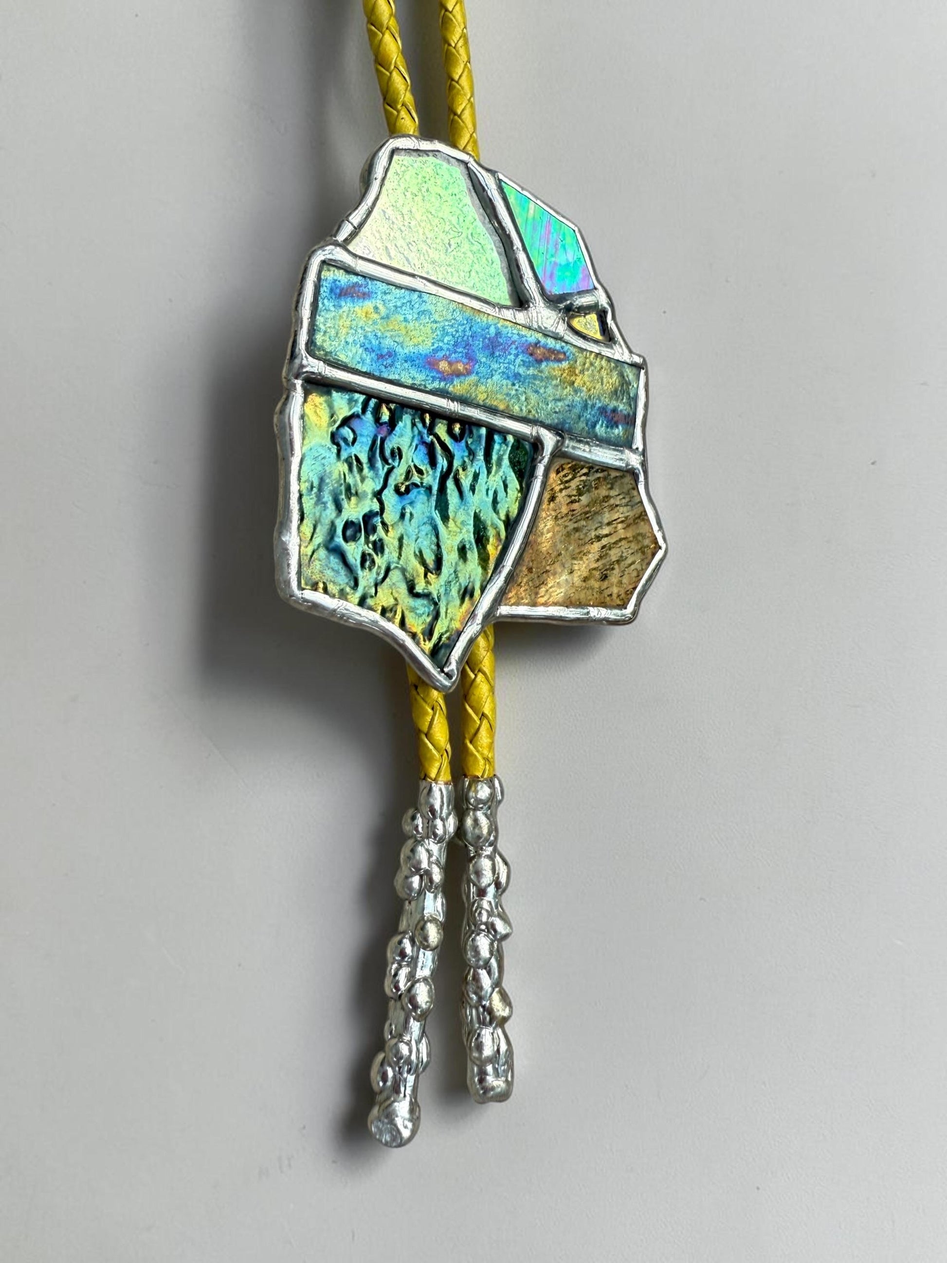 Brutalist Stained Glass Bolo Tie | Handmade Unisex Western Statement Necklace - Whimsical Jewelry + Festival Fashion for Celestial Beings
