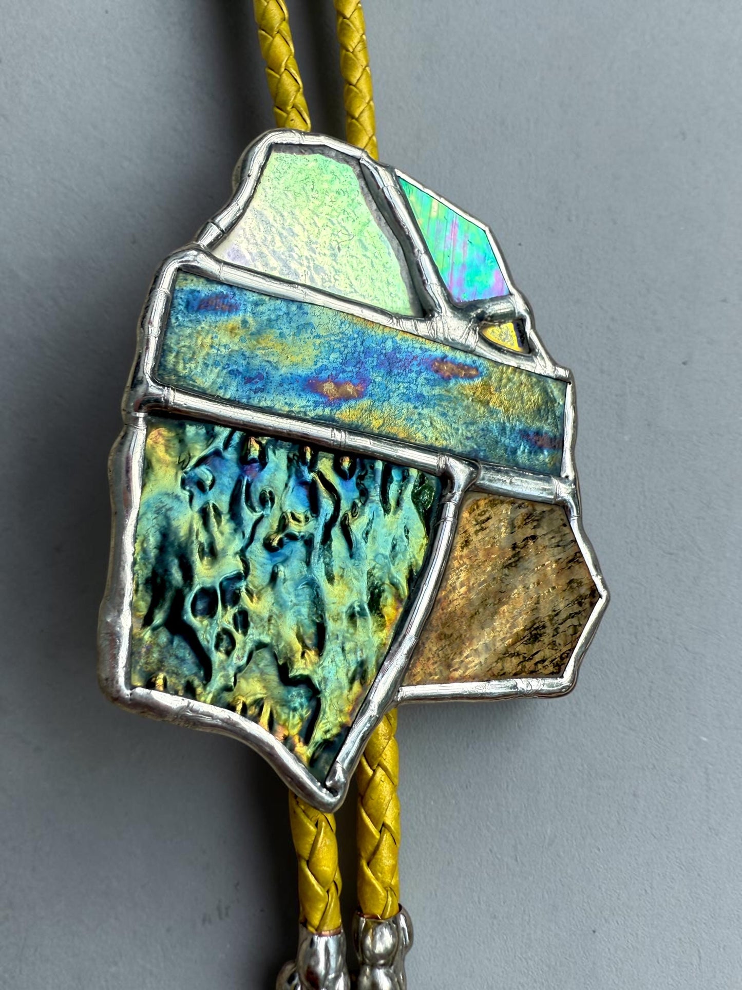 Brutalist Stained Glass Bolo Tie | Handmade Unisex Western Statement Necklace - Whimsical Jewelry + Festival Fashion for Celestial Beings