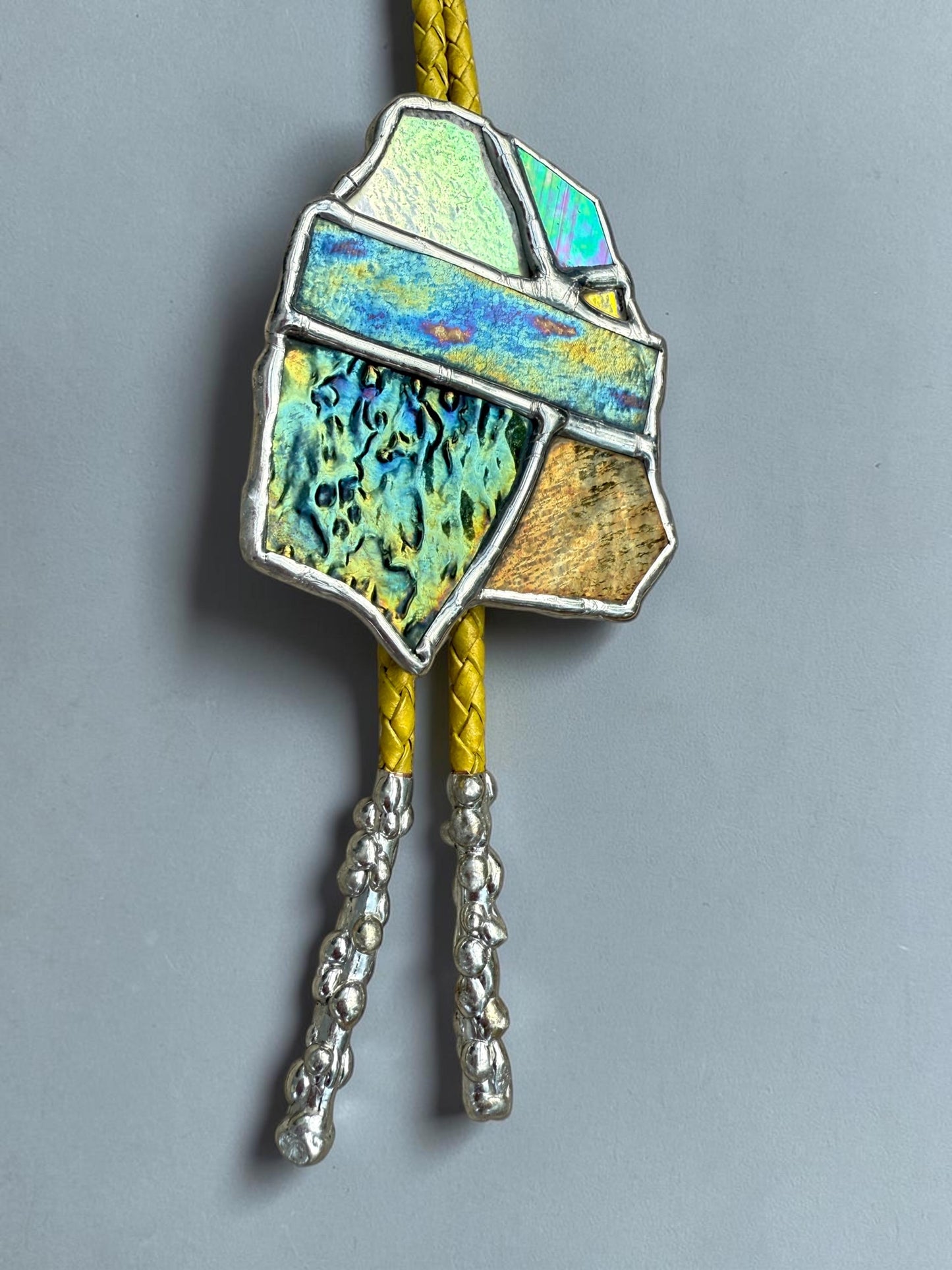 Brutalist Stained Glass Bolo Tie | Handmade Unisex Western Statement Necklace - Whimsical Jewelry + Festival Fashion for Celestial Beings