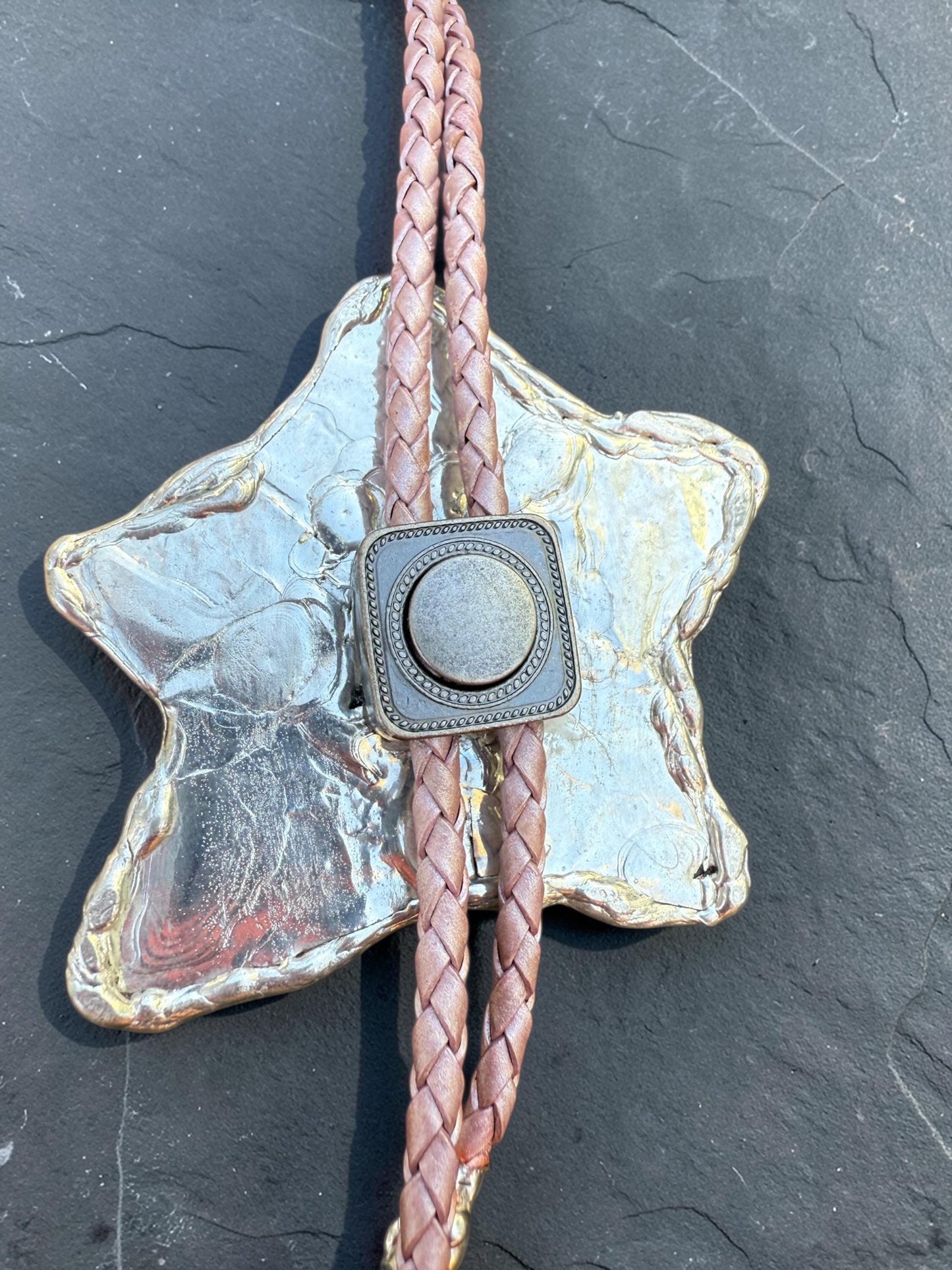 Whimsigoth Star Bolo Tie – Handmade Stained Glass Western Statement Necklace – Whimsical Jewelry for Festival Fashion and Celestial Beings