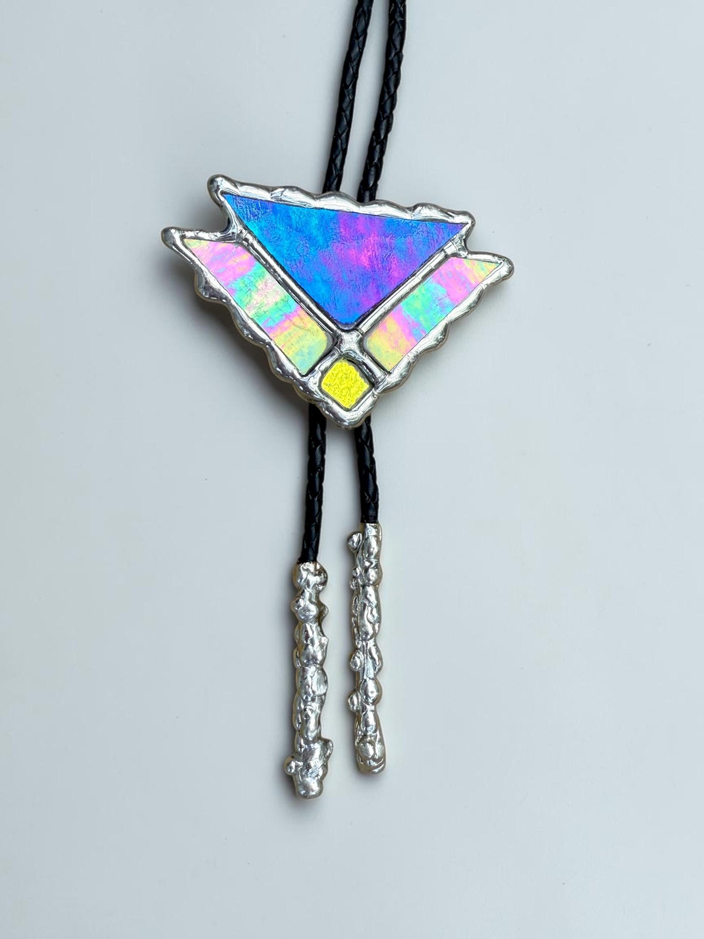 Art Deco Stained Glass Bolo Tie – Handmade Western Necklace | Whimsical Jewelry for Festival Fashion and Celestial Cowboy Vibes