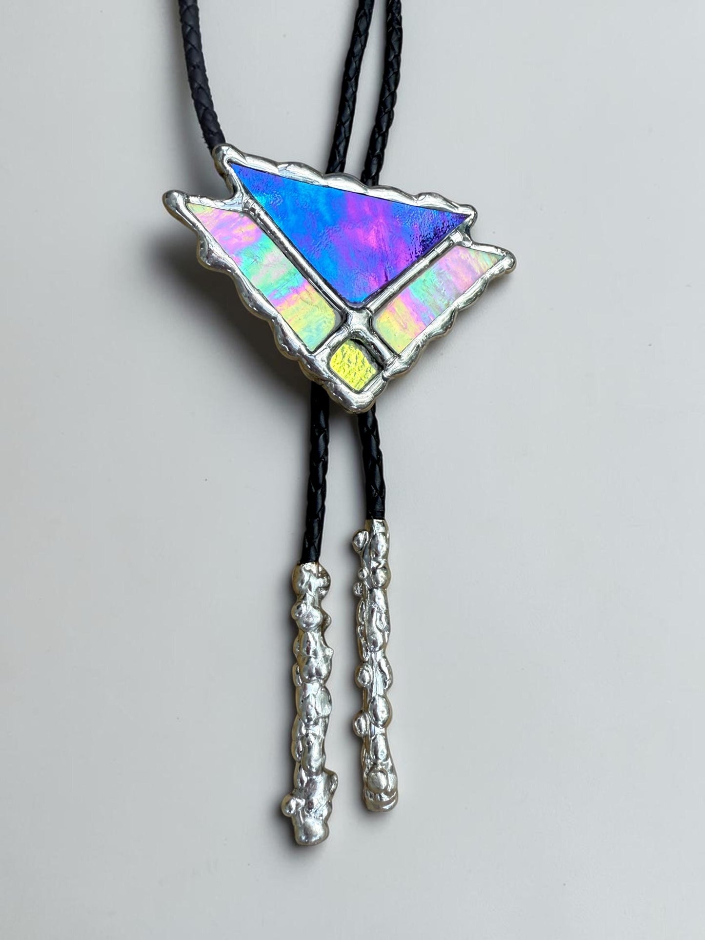 Art Deco Stained Glass Bolo Tie – Handmade Western Necklace | Whimsical Jewelry for Festival Fashion and Celestial Cowboy Vibes