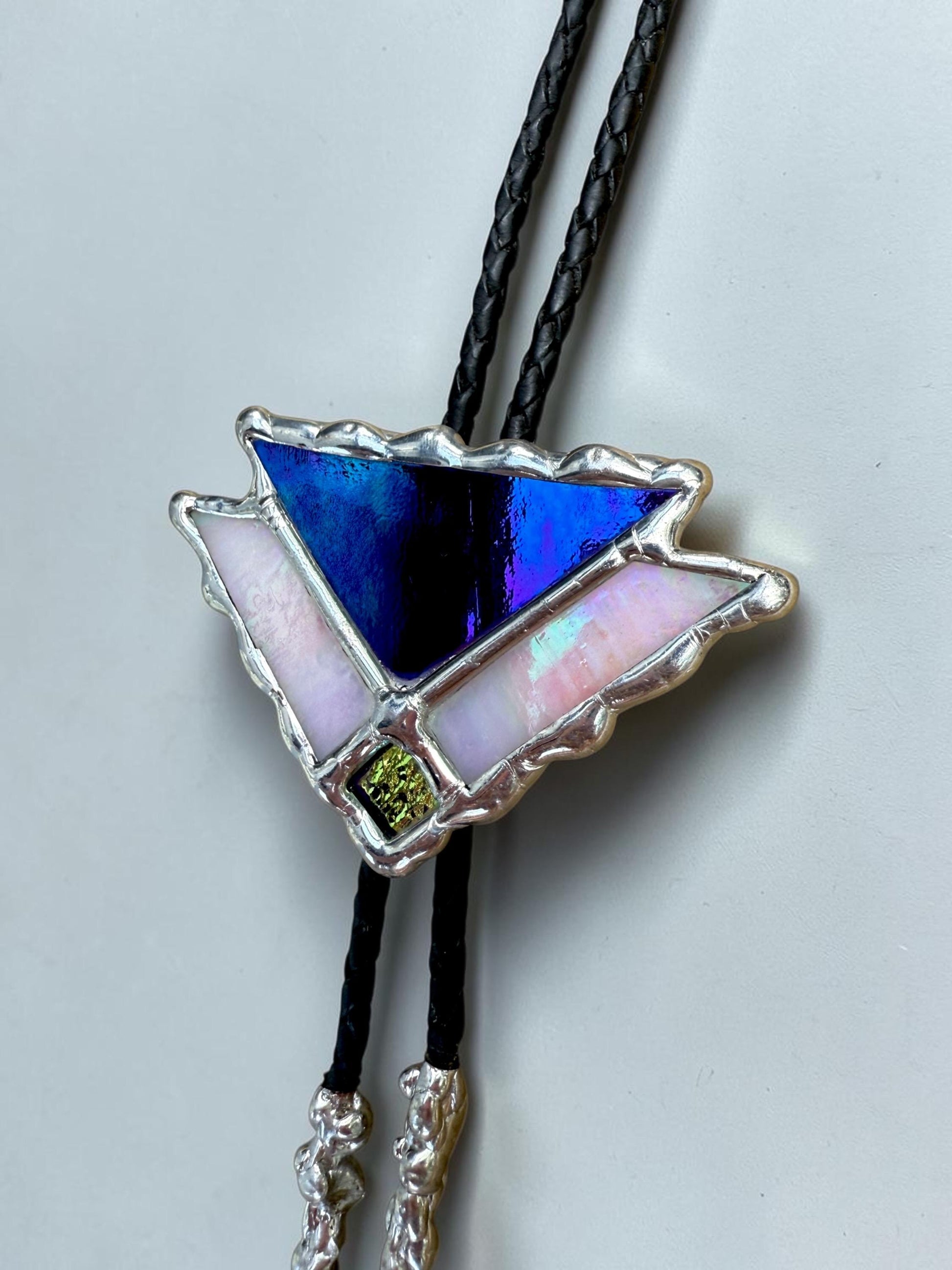Art Deco Stained Glass Bolo Tie – Handmade Western Necklace | Whimsical Jewelry for Festival Fashion and Celestial Cowboy Vibes