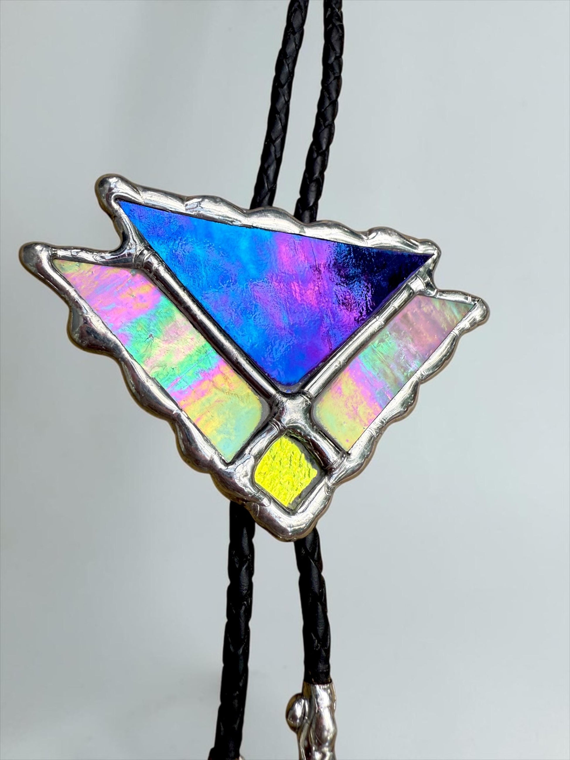 Art Deco Stained Glass Bolo Tie – Handmade Western Necklace | Whimsical Jewelry for Festival Fashion and Celestial Cowboy Vibes