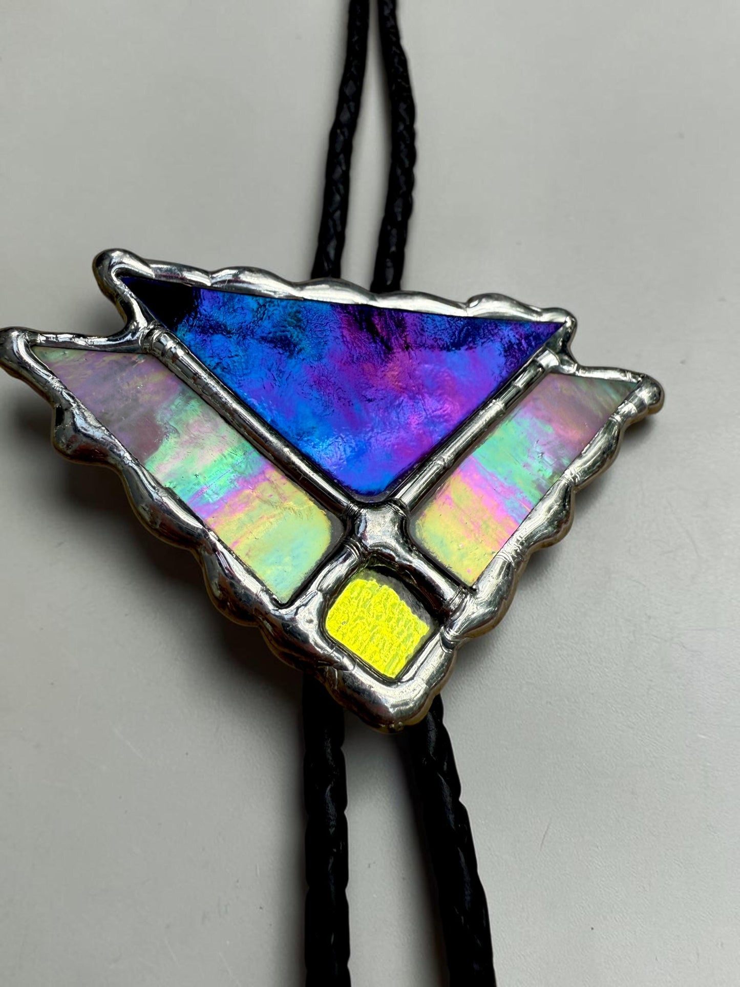 Art Deco Stained Glass Bolo Tie – Handmade Western Necklace | Whimsical Jewelry for Festival Fashion and Celestial Cowboy Vibes