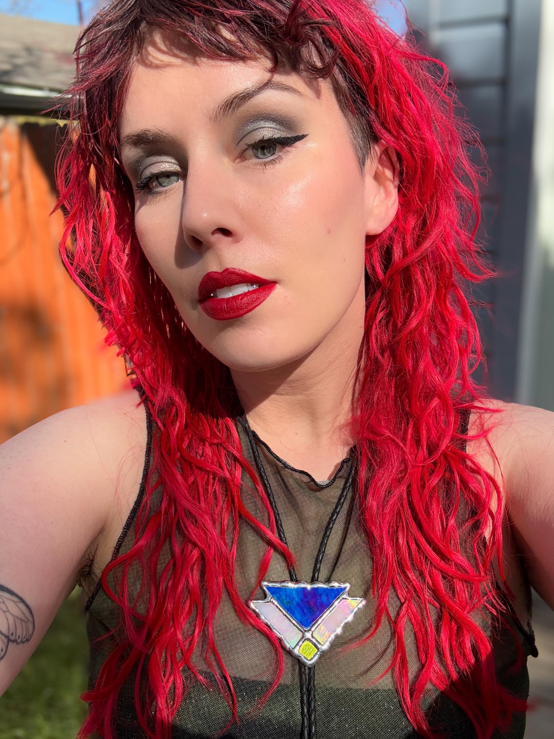 Art Deco Stained Glass Bolo Tie – Handmade Western Necklace | Whimsical Jewelry for Festival Fashion and Celestial Cowboy Vibes