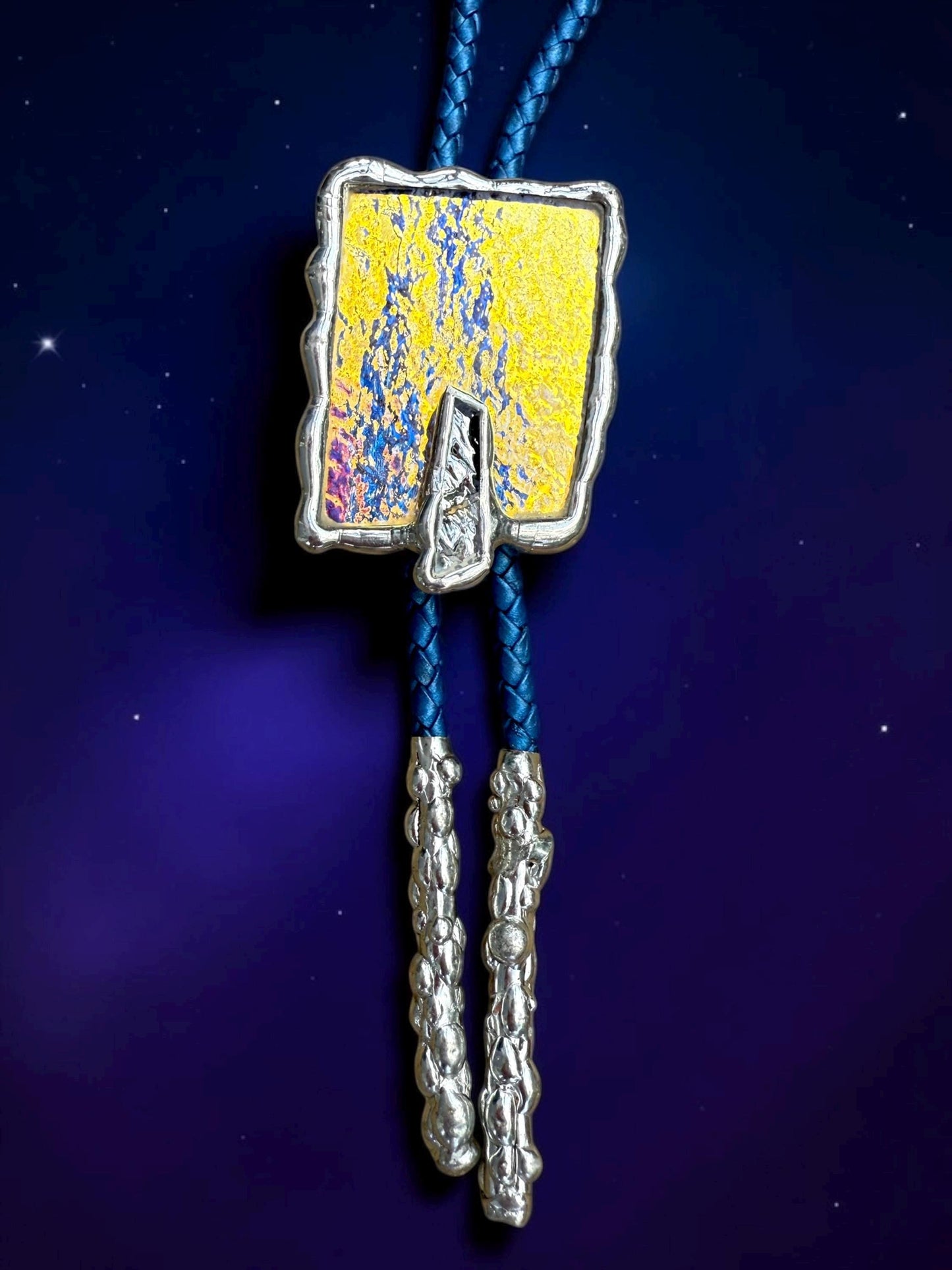 Stained Glass Bolo Tie – Handmade Western Statement Necklace | Whimsical Jewelry for Festival Fashion and Celestial Cowboy Vibes, Unisex