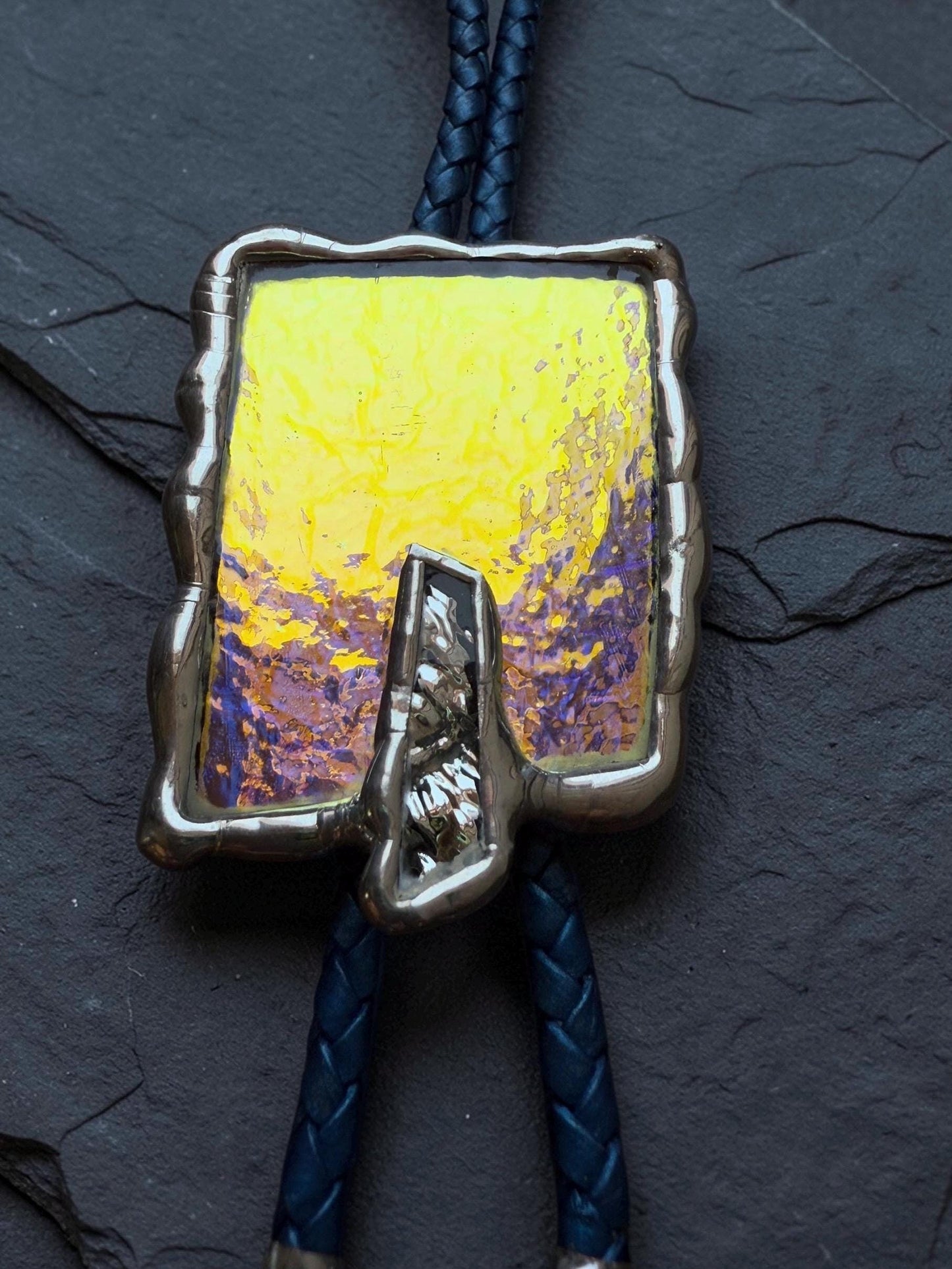 Stained Glass Bolo Tie – Handmade Western Statement Necklace | Whimsical Jewelry for Festival Fashion and Celestial Cowboy Vibes, Unisex