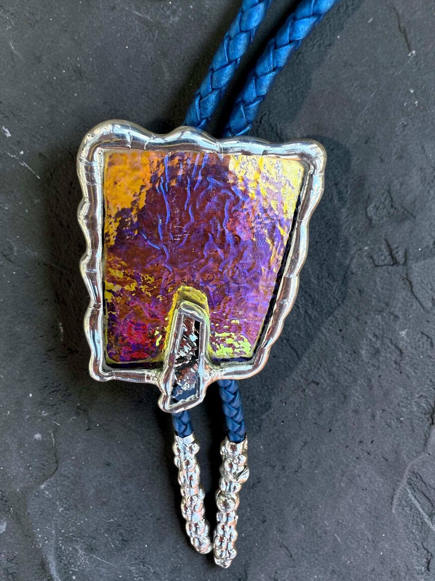 Stained Glass Bolo Tie – Handmade Western Statement Necklace | Whimsical Jewelry for Festival Fashion and Celestial Cowboy Vibes, Unisex