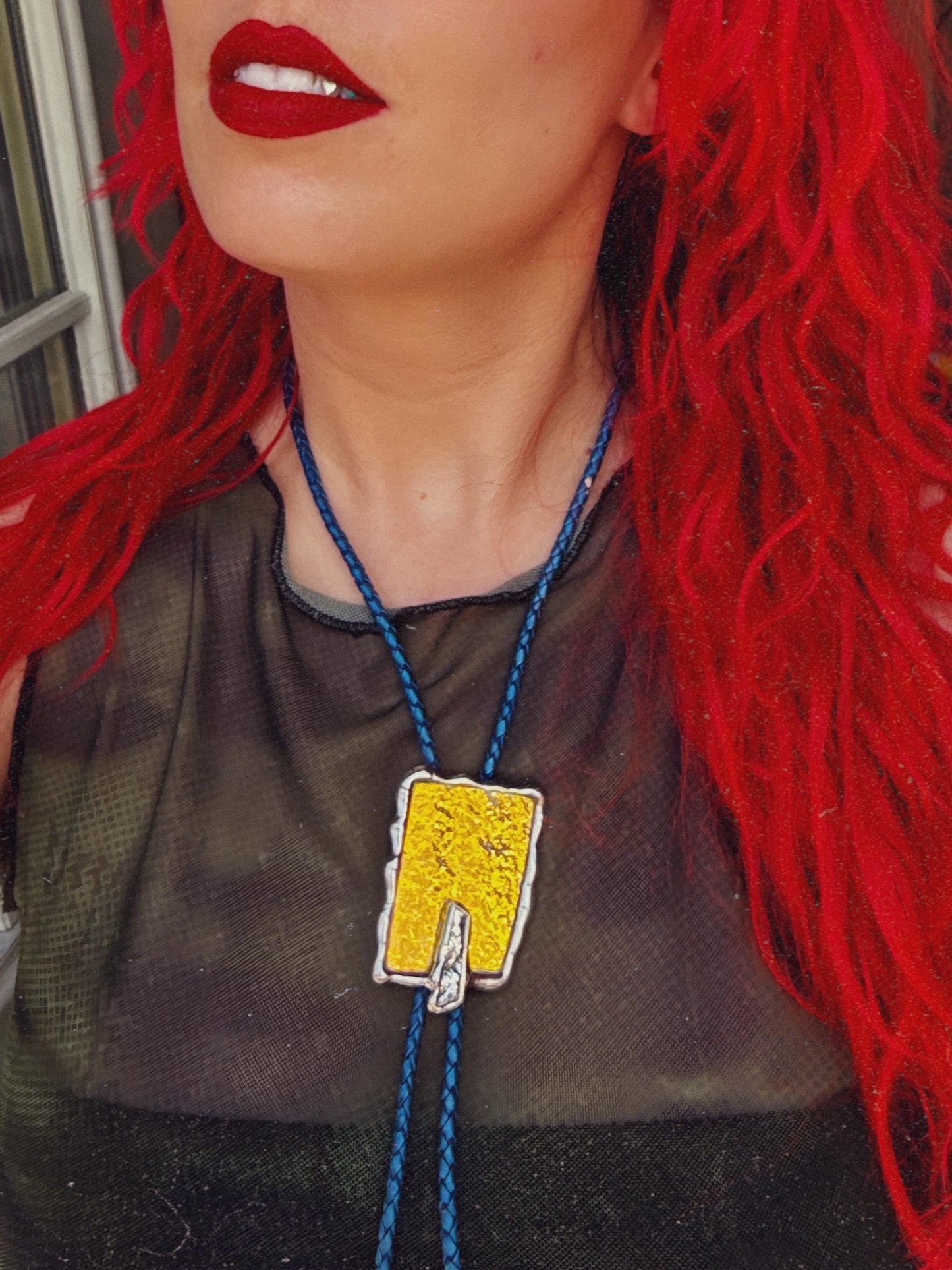 Stained Glass Bolo Tie – Handmade Western Statement Necklace | Whimsical Jewelry for Festival Fashion and Celestial Cowboy Vibes, Unisex