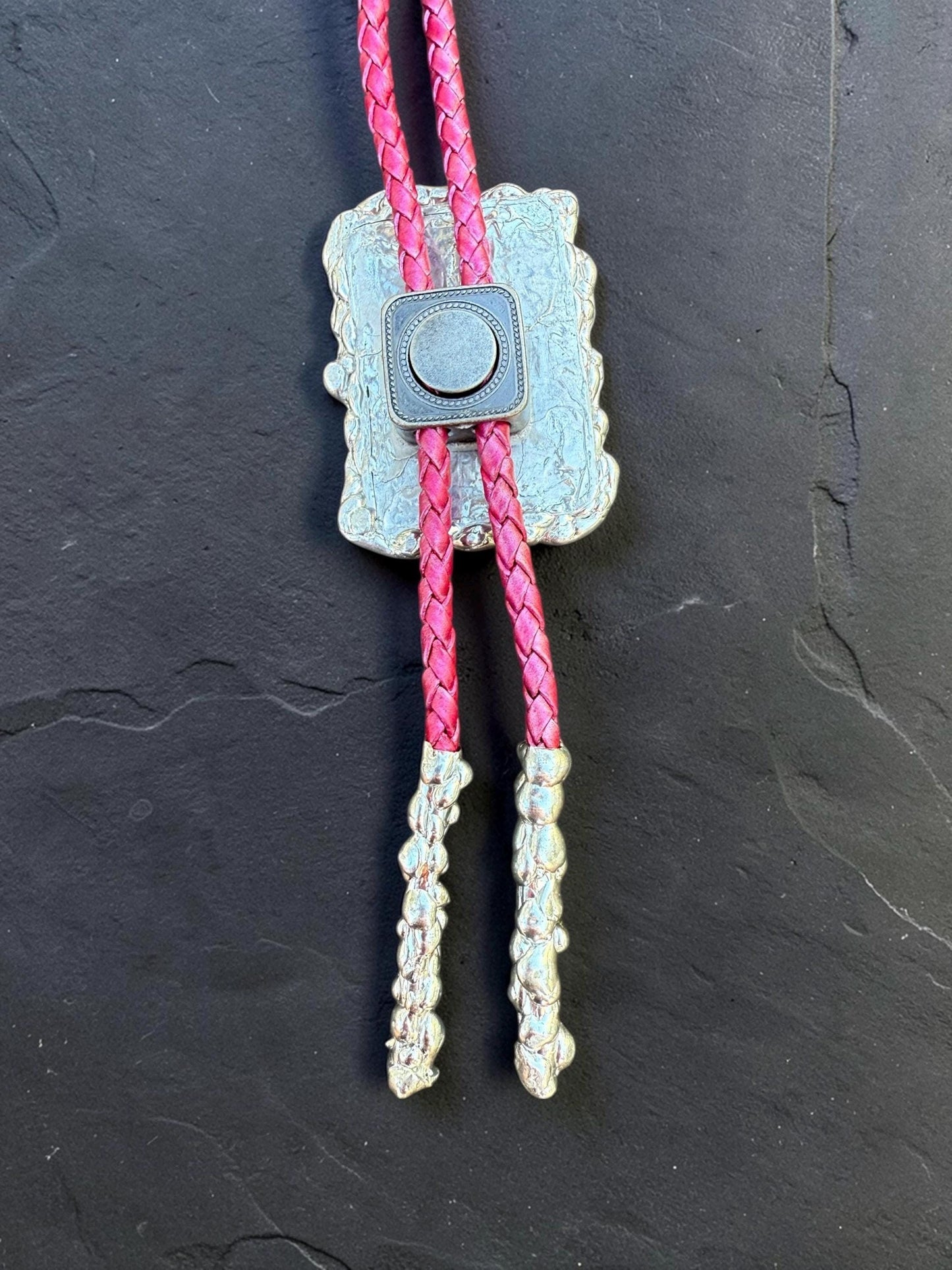 Brutalist Holographic Stained Glass Bolo Tie – Handmade Western Necklace | Whimsical Jewelry for Festival Fashion and Celestial Cowboy Vibes