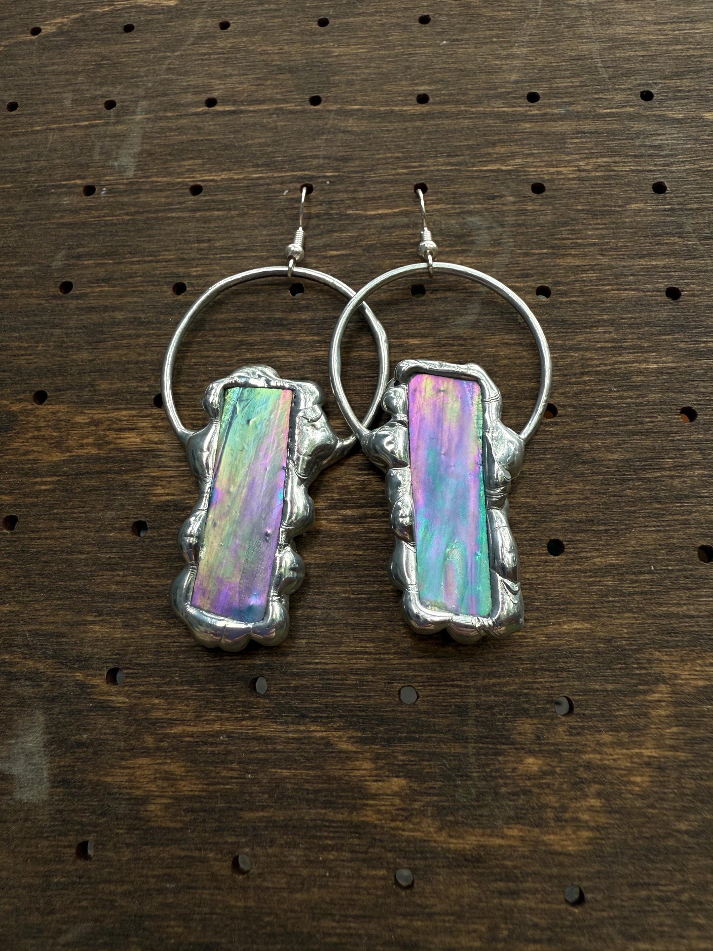 Stained Glass Earrings | Whimsical Handmade Iridescent Celestial Jewelry for Pastel Goth, Punk, Rave, Cosplay, Fantasy Fairy Freaks