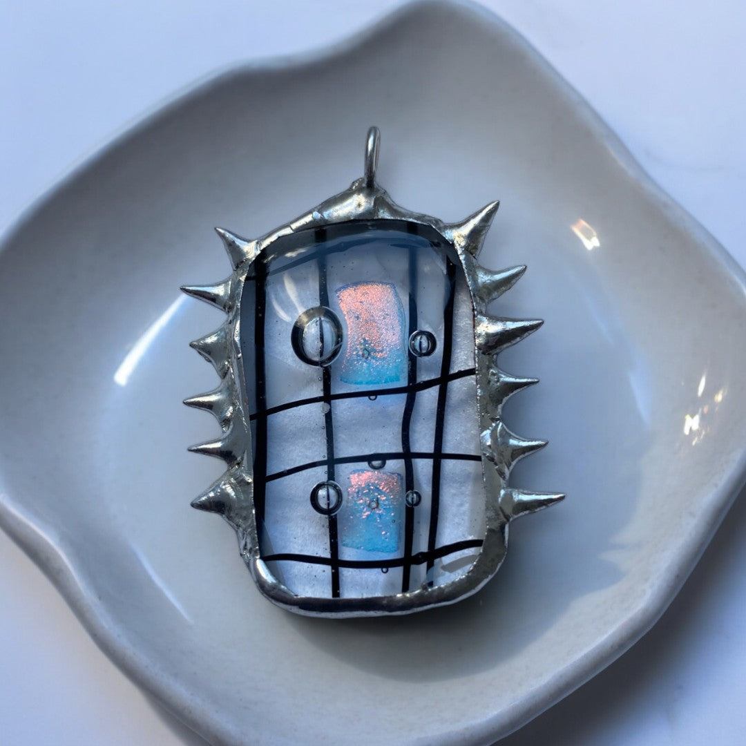 Harsh Soft Creature Pendant | Spiked Fused Glass Amulet